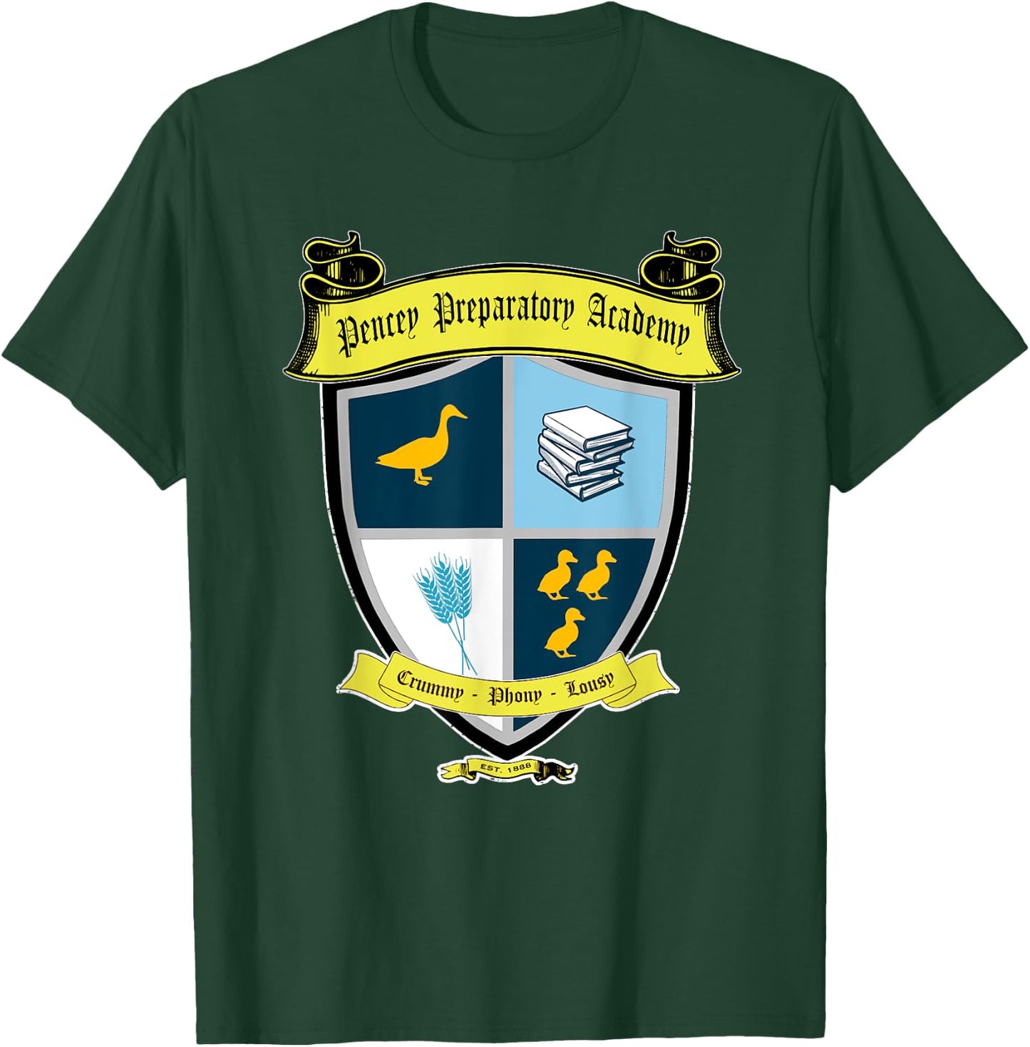 Not Quite Right Pencey Preparatory Academy Crest - Catcher in the Rye -Youth Black T-Shirt - T-Shirt | Forest