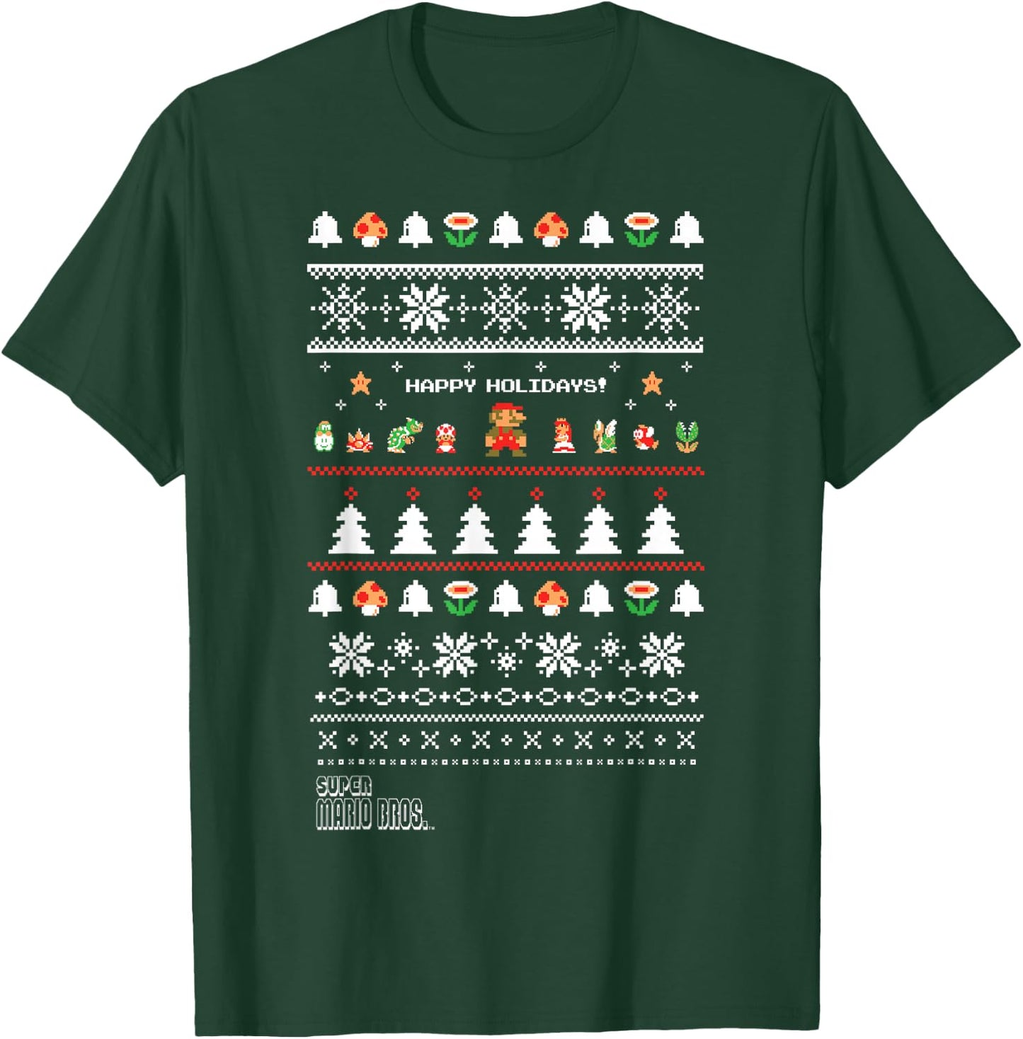 Super Mario Characters Group Ugly Christmas T-Shirt - T-Shirt | Forest