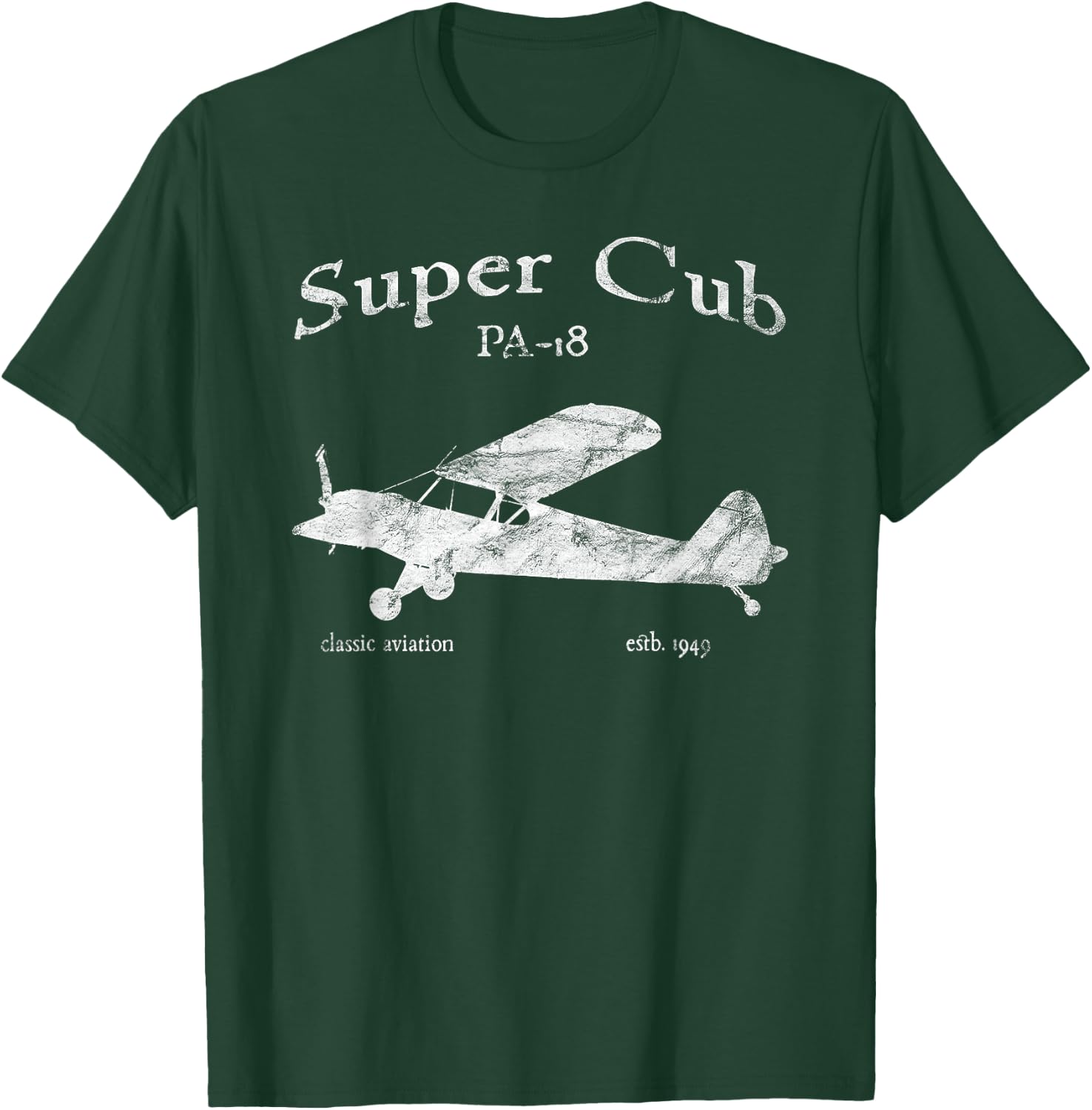 PA-18 Cub Airplane Classic Vintage Aviation Private PIlot T-Shirt - T-Shirt | Forest