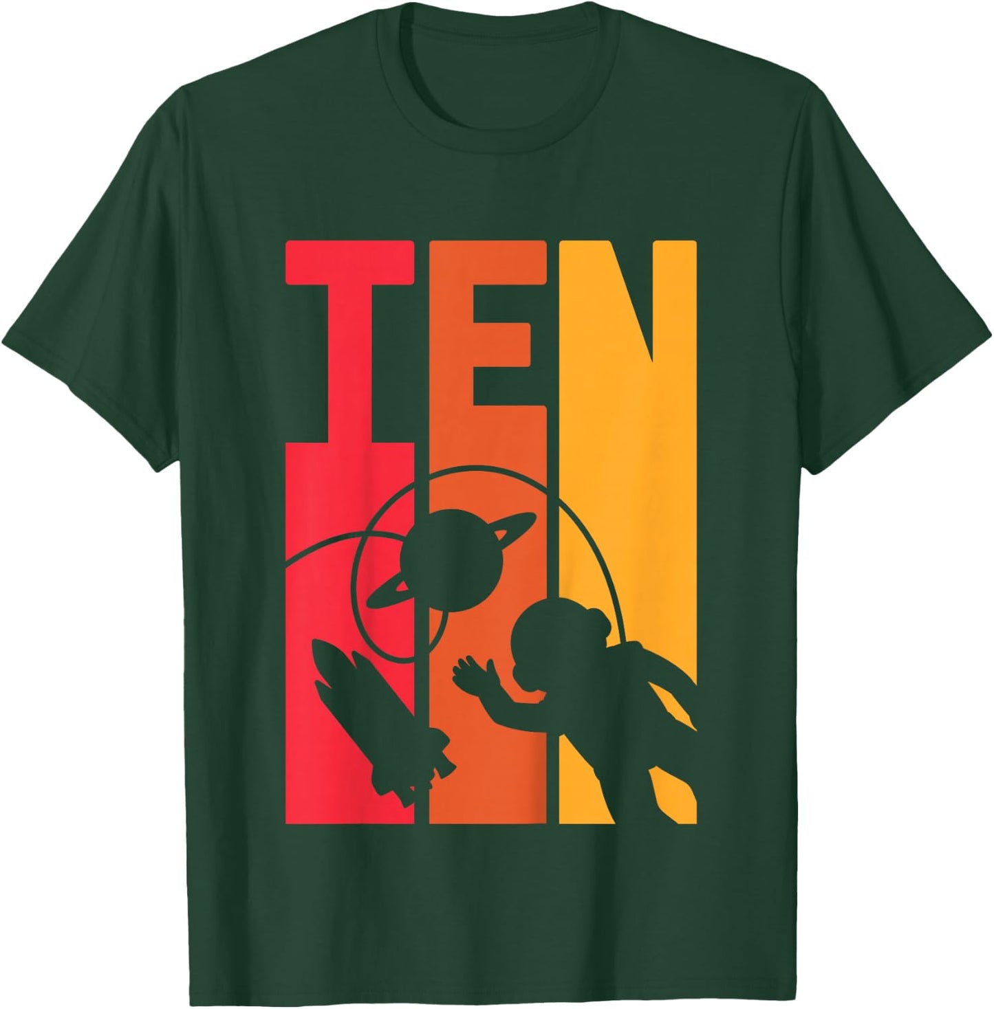 Kids 10 Years Old Birthday Retro Boy Astronaut Space 10th B-Day T-Shirt - T-Shirt | Forest