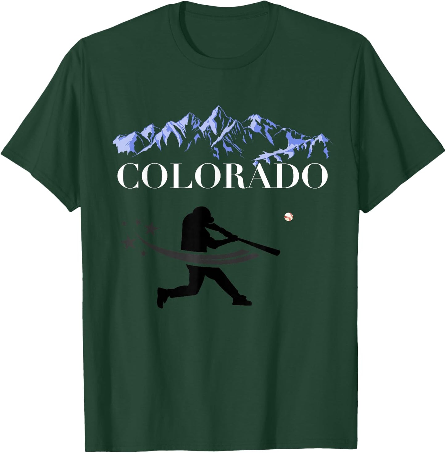 Colorado Rocky Mountain Baseball Player Design T-Shirt - T-Shirt | Forest