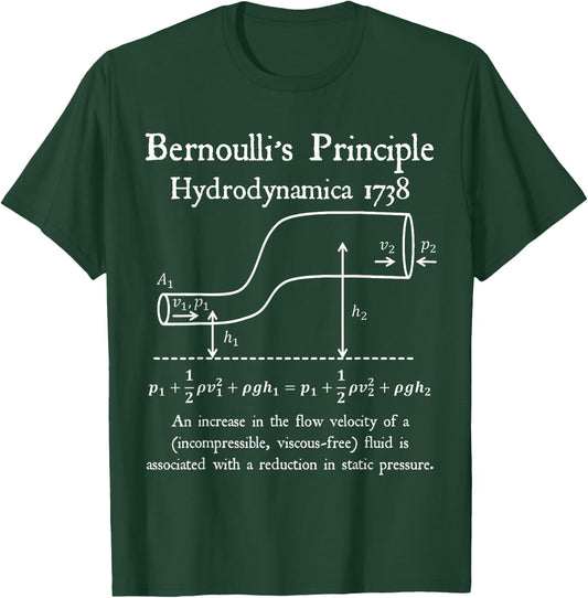 Nerdy Vintage Bernoulli's Principle Physics Math Teacher T-Shirt - T-Shirt | Forest
