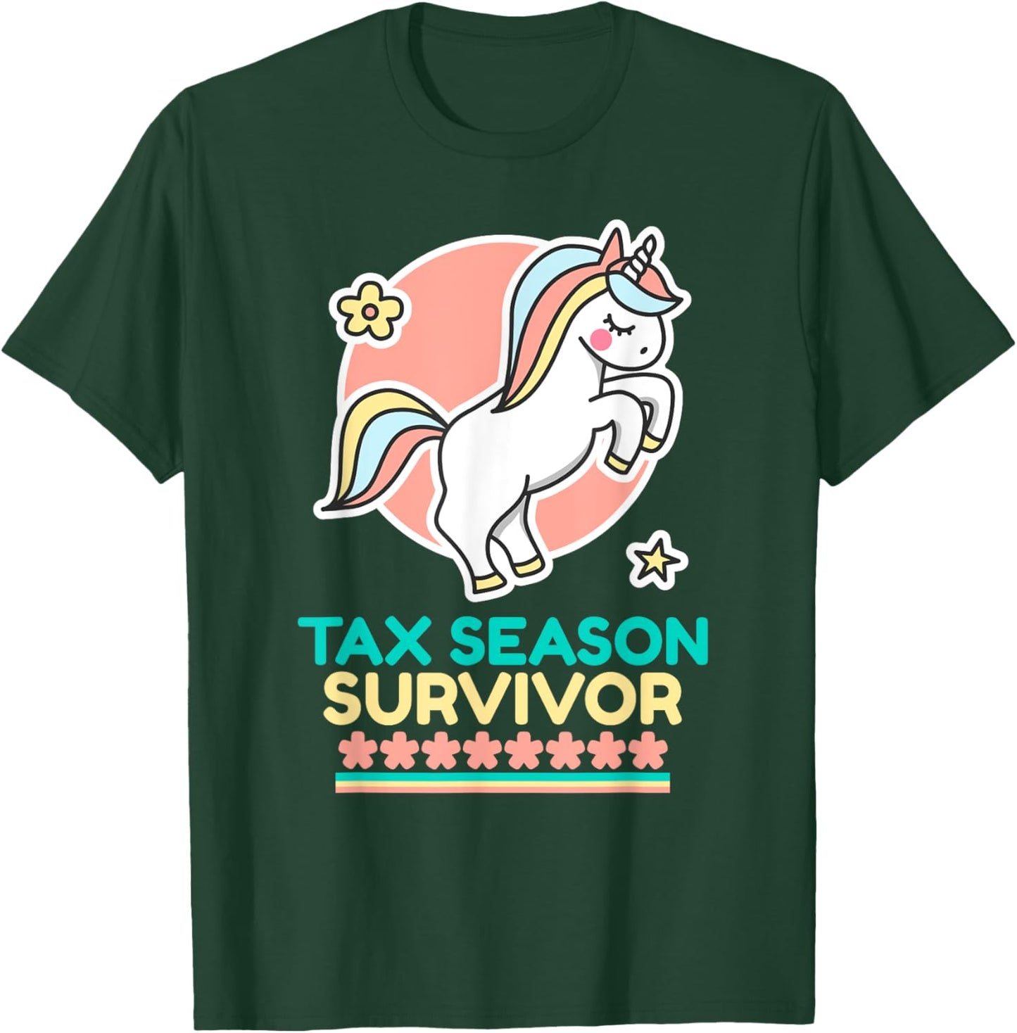 Cute Unicorn Tax Season Survivor T-Shirt - T-Shirt | Forest
