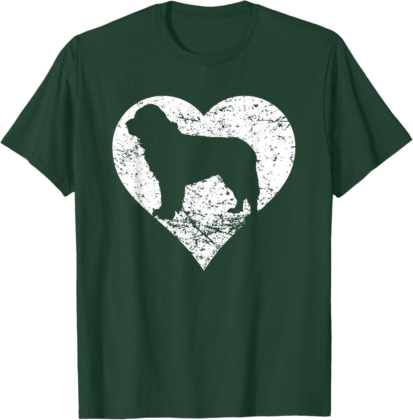 Distressed Newfoundland Heart Dog Owner Graphic T-Shirt - T-Shirt | Forest