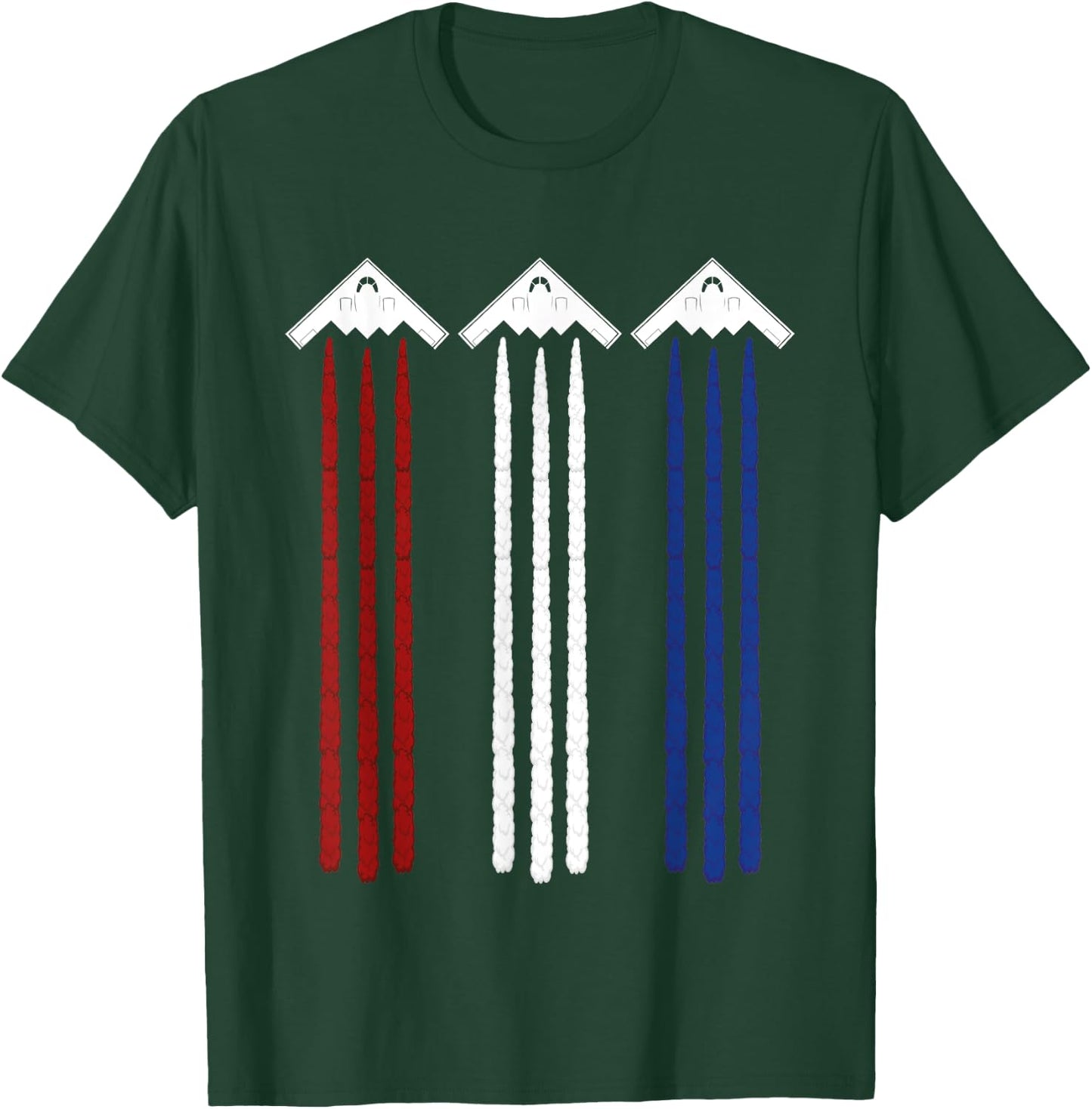Jet Fighter & B-2 Spirit Bomber Patriotic Art 4th of July T-Shirt - T-Shirt | Forest