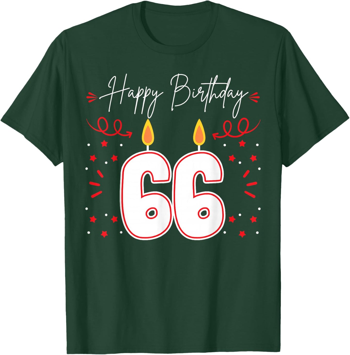 Candle 66 Birthday Party Decoration Wishes Candlelight Cake T-Shirt - T-Shirt | Forest
