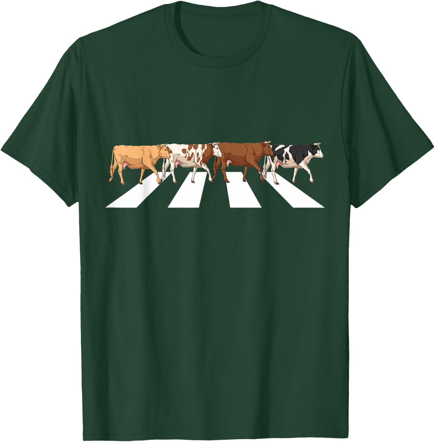 Funny Crosswalk Cows Farming Farm Cow Girl Boy Women Men Kid T-Shirt - T-Shirt | Forest