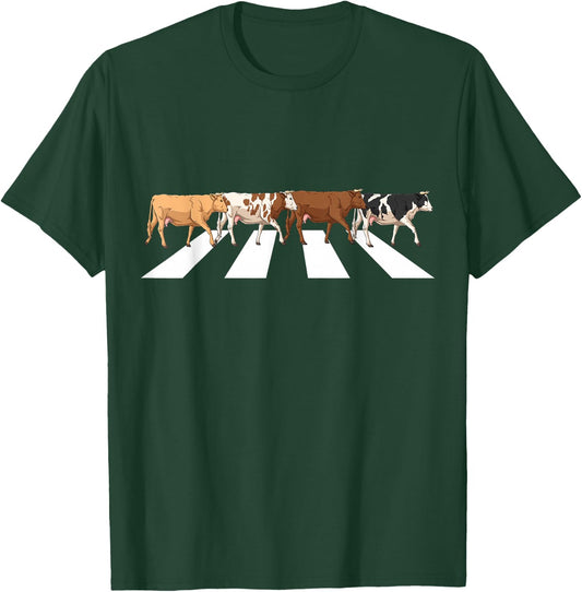 Funny Crosswalk Cows Farming Farm Cow Girl Boy Women Men Kid T-Shirt - T-Shirt | Forest