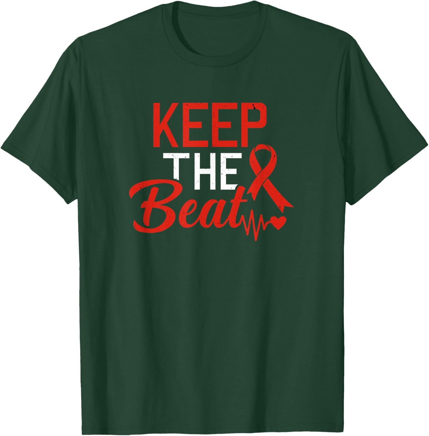 Heart Disease Keep The Beat CHD Heart Defect Awareness T-Shirt - T-Shirt | Forest