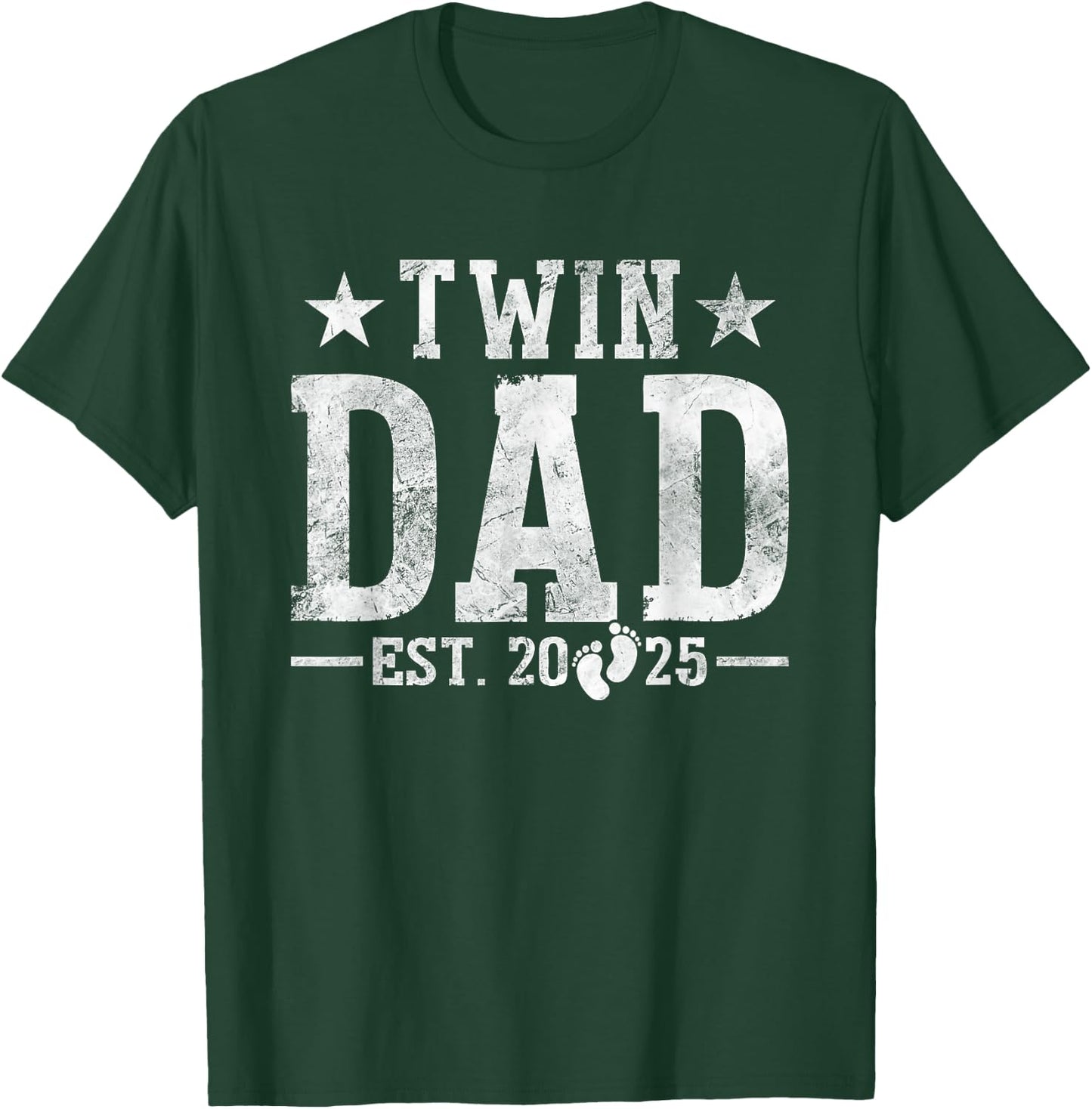 Twin Dad Est. 2025 Fathers Day New Daddy Dad of Twins T-Shirt - T-Shirt | Forest
