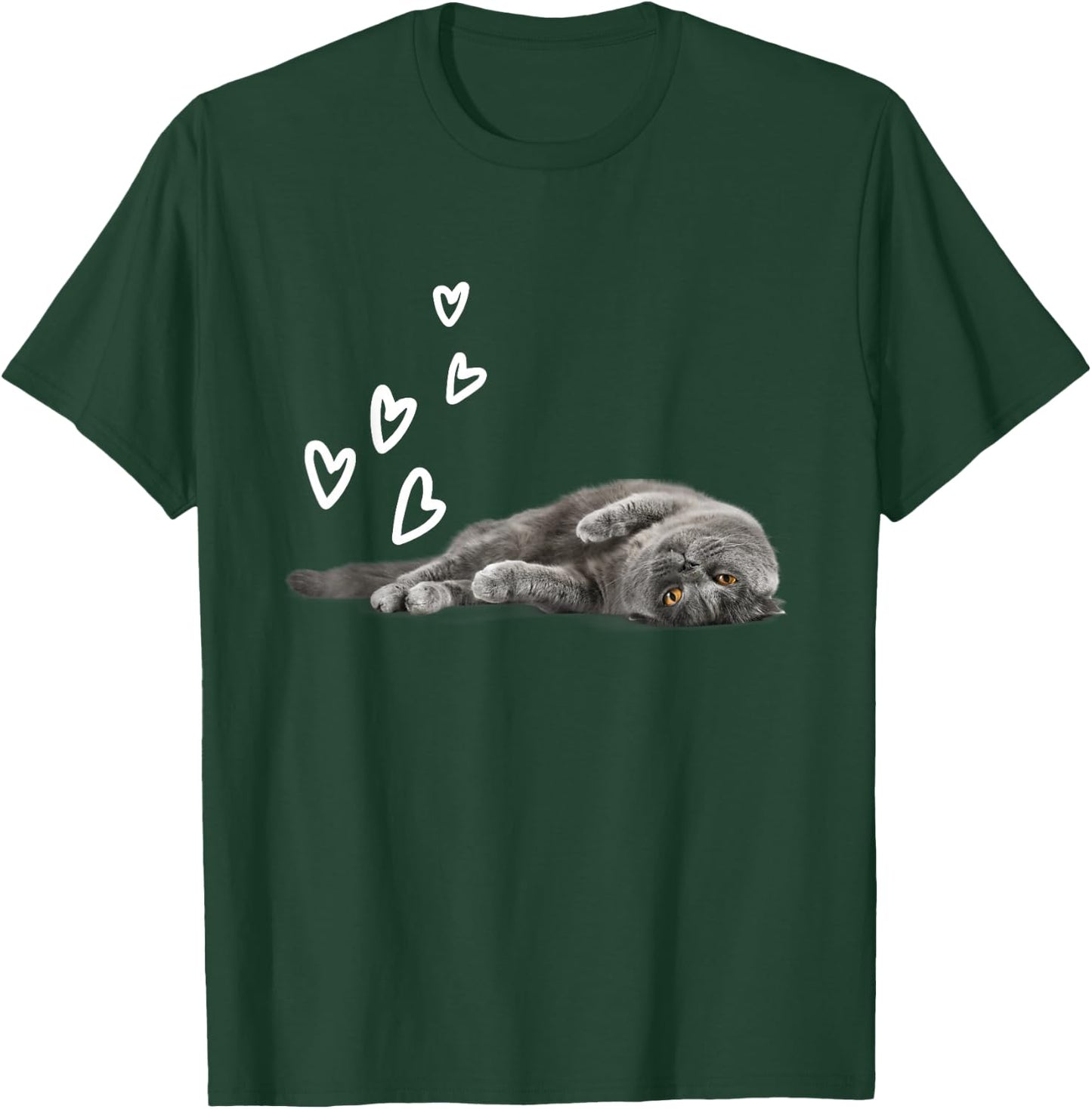 Cat British Shorthair Hearts Love T-Shirt - T-Shirt | Forest