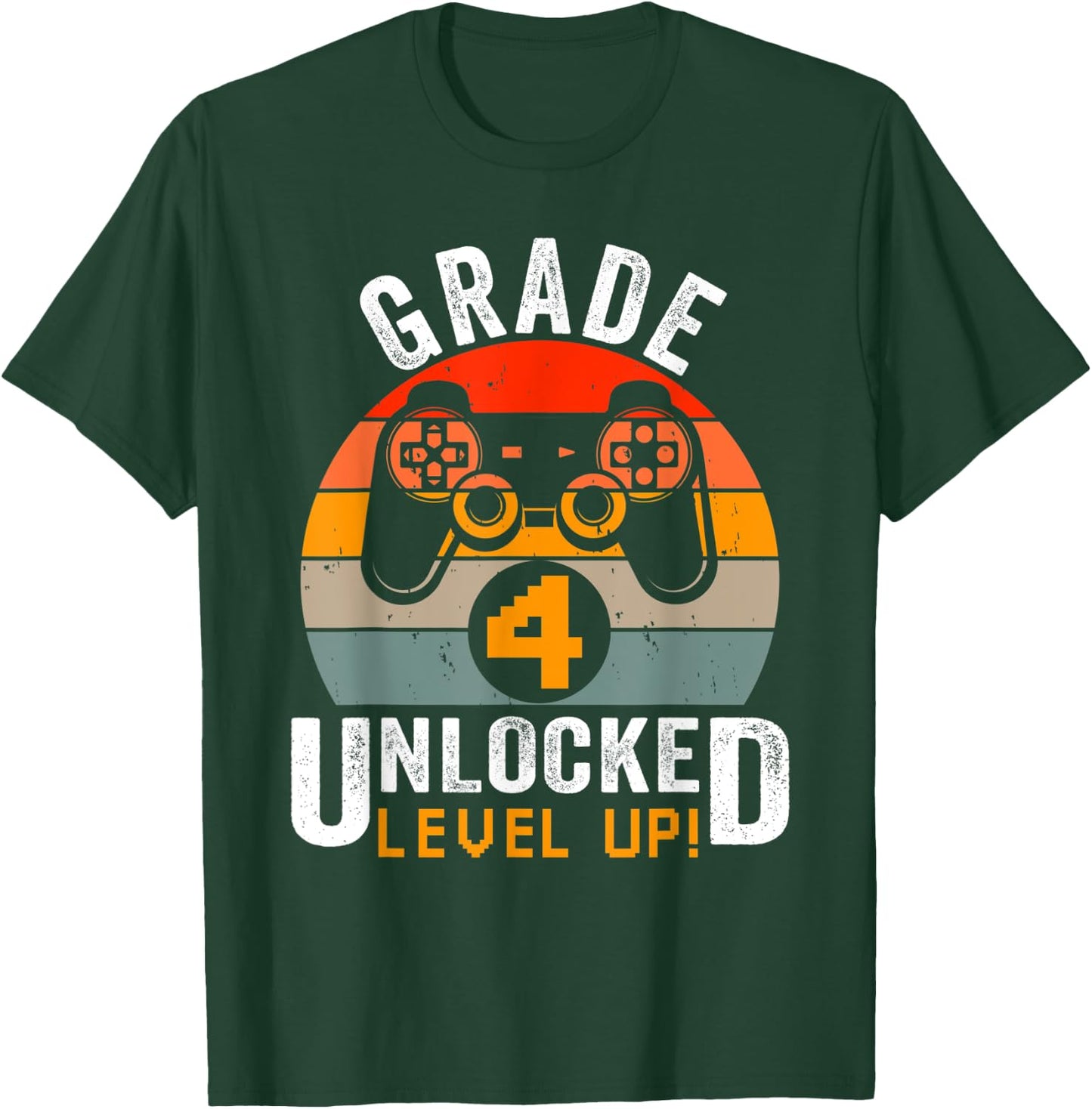 Fourth Grade Unlocked Level Up Gamer Vintage Video Game T-Shirt - T-Shirt | Forest
