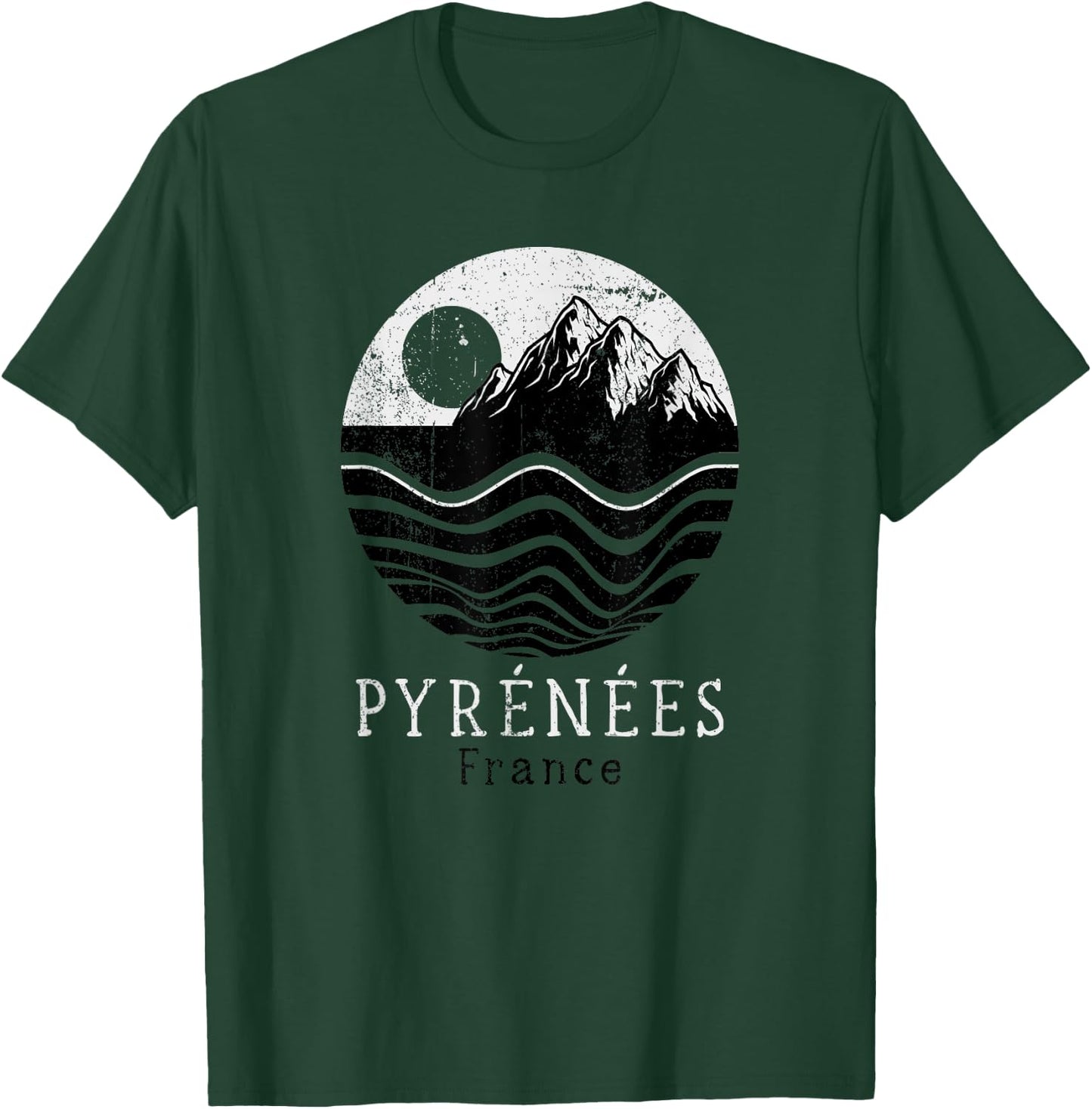 Pyrenees Vintage Mountains Hiking Camping France Retro T-Shirt - T-Shirt | Forest
