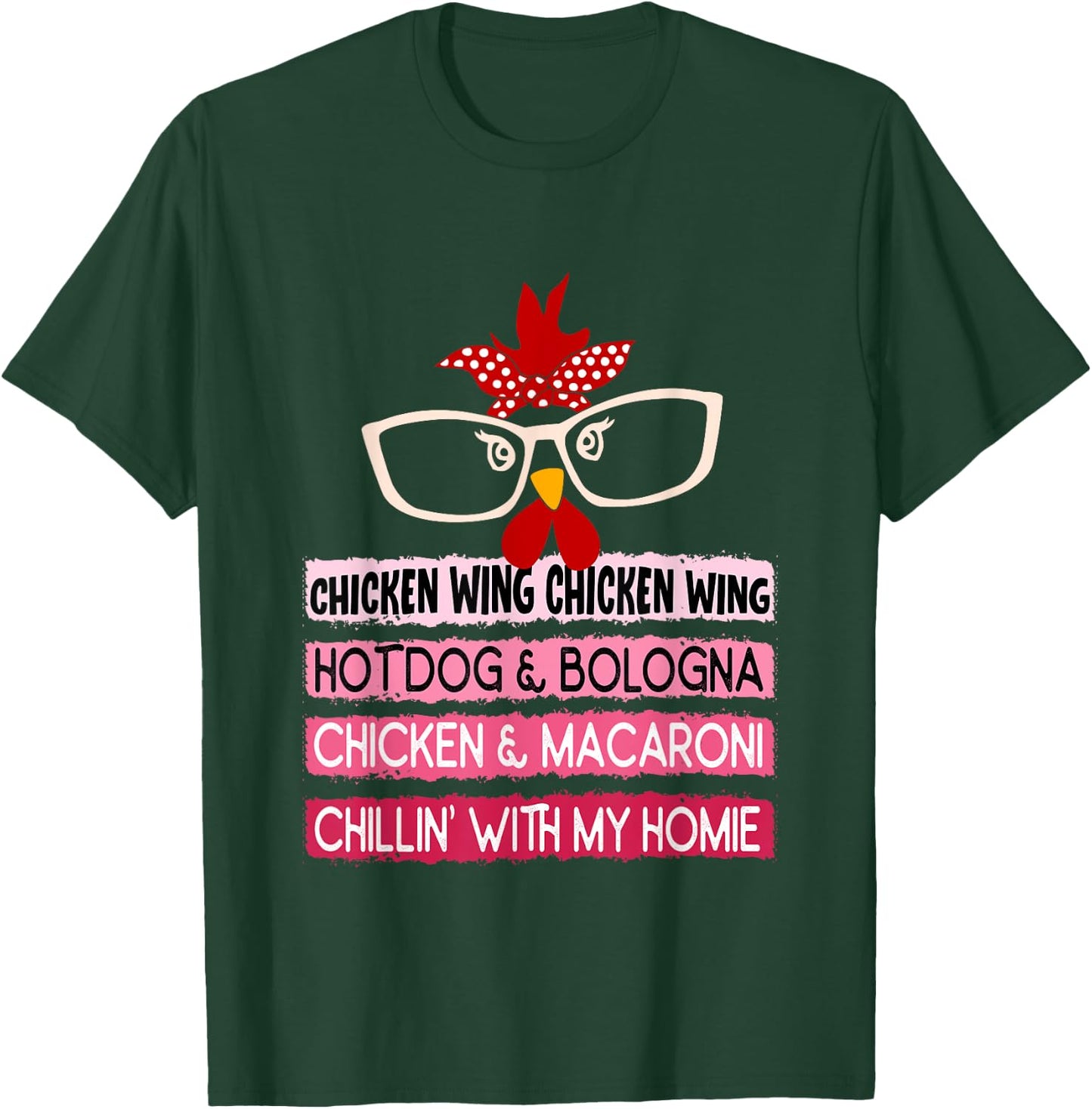 Cooked Chicken Wing Chicken Wing Hot Dog Bologna Macaroni Men Women Girls Kids T-Shirt - T-Shirt | Forest