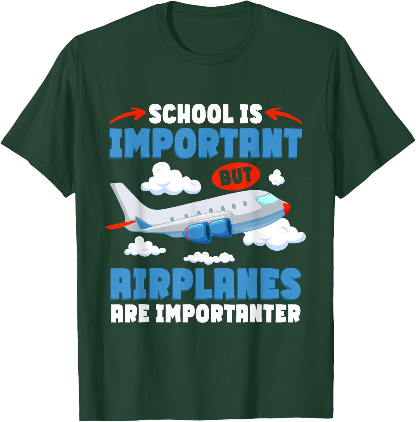 Airplane Kids Pilot Airplanes Are Importanter T-Shirt - T-Shirt | Forest