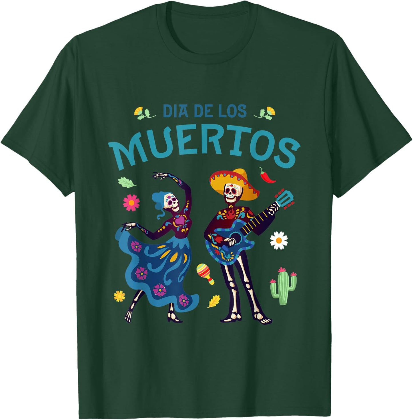 Dia De Los Muertos Mexican Day of the Dead Couple Dancing T-Shirt - T-Shirt | Forest