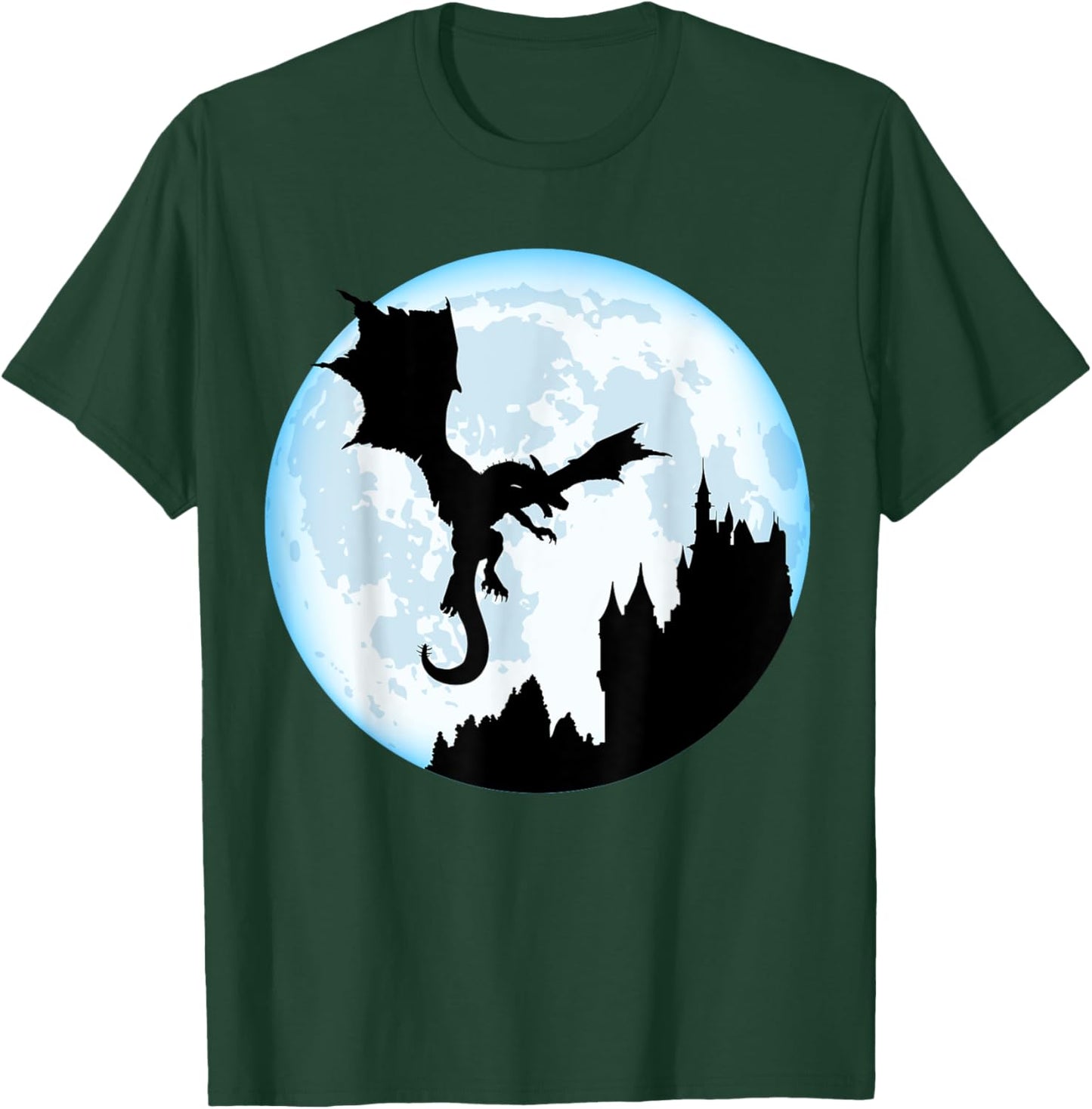 Flying Dragon On The Moon Cool Dragon Lover Dino Lover Gift T-Shirt - T-Shirt | Forest
