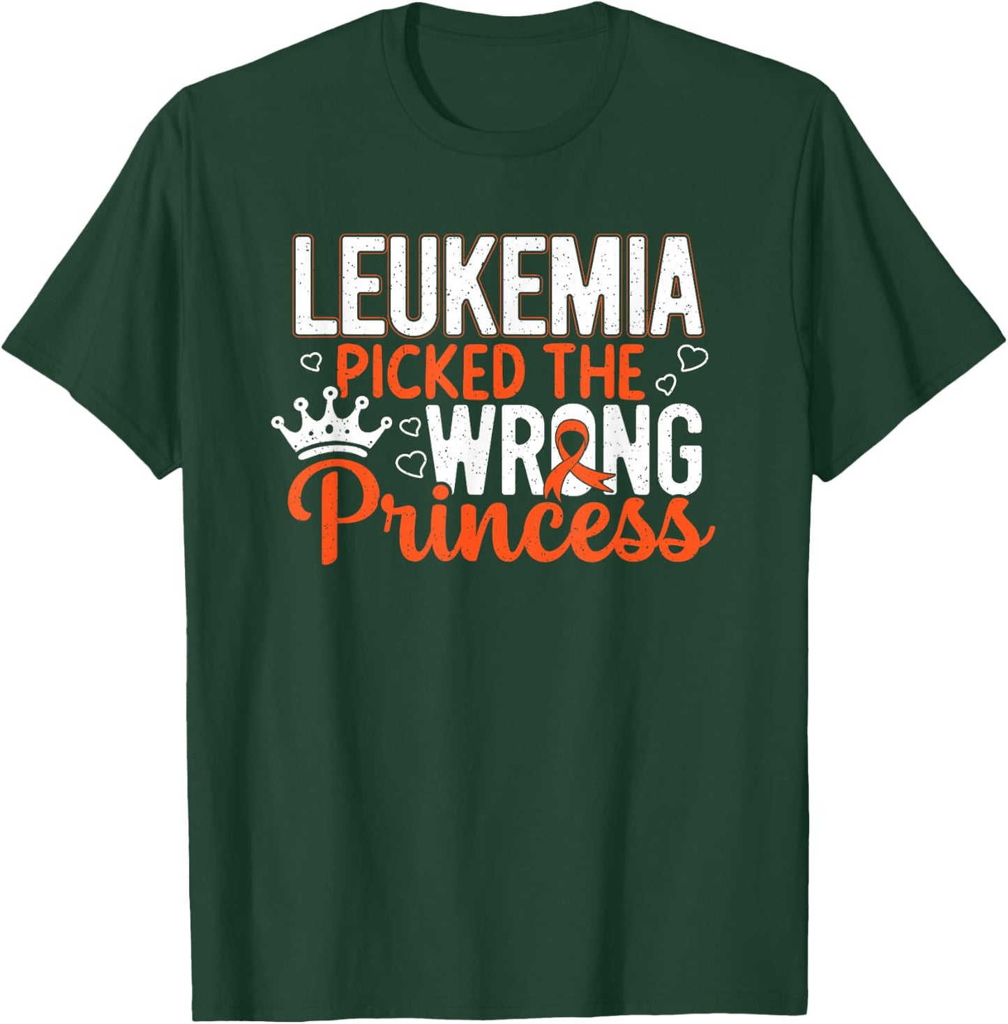 Leukemia Princess Orange Ribbon Awareness Survivor T-Shirt - T-Shirt | Forest
