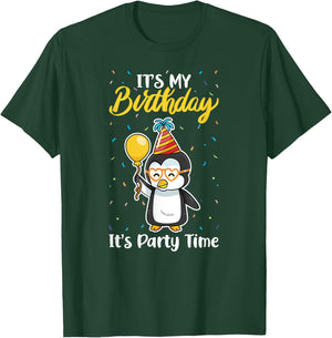 It's My Birthday Party Time Adelie Gentoo King Penguin Lover T-Shirt - T-Shirt | Forest