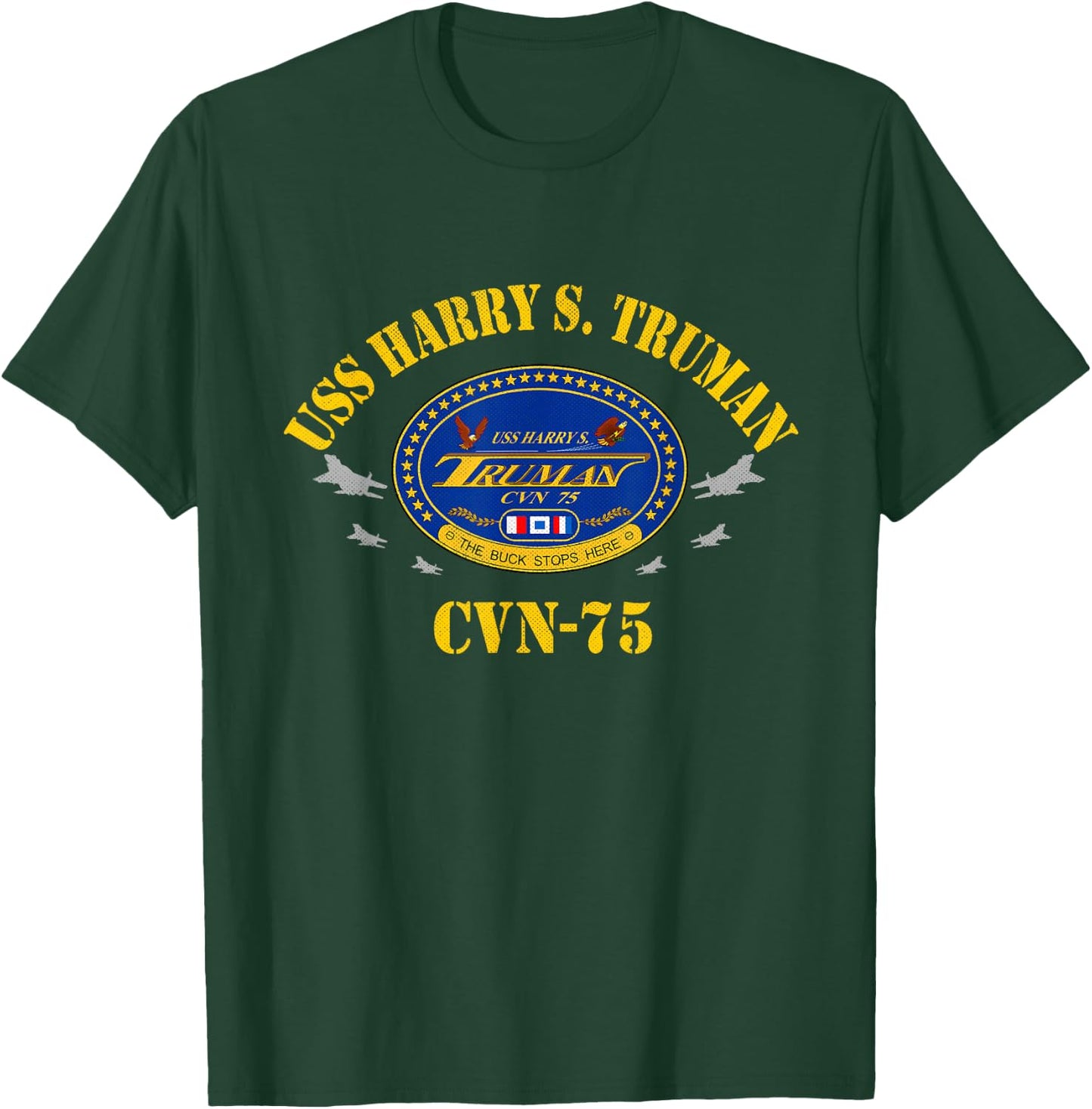 USS Harry S. Truman CVN-75 Aircraft Carrier Veteran Flag T-Shirt - T-Shirt | Forest