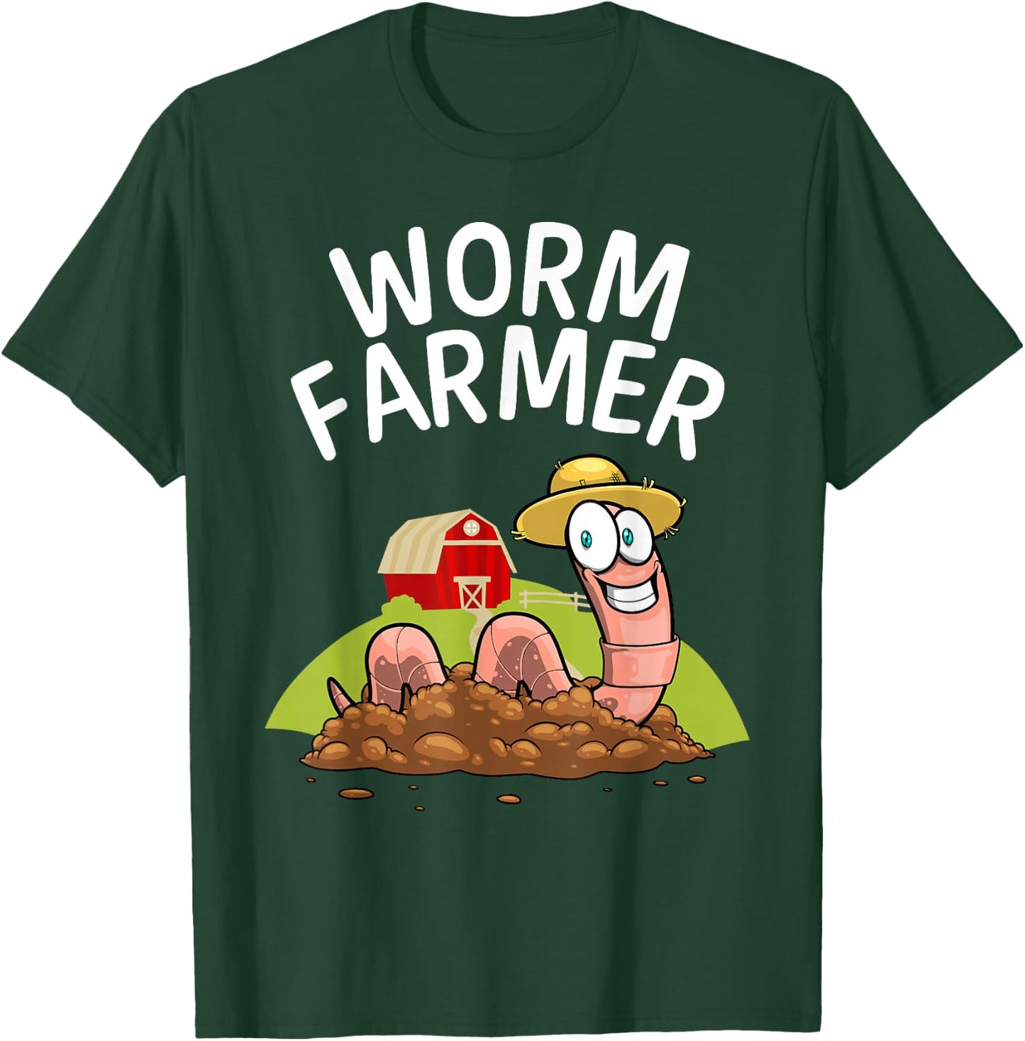 Cool Worm Farmer Women Red Wiggler Worm Composting T-Shirt - T-Shirt | Forest