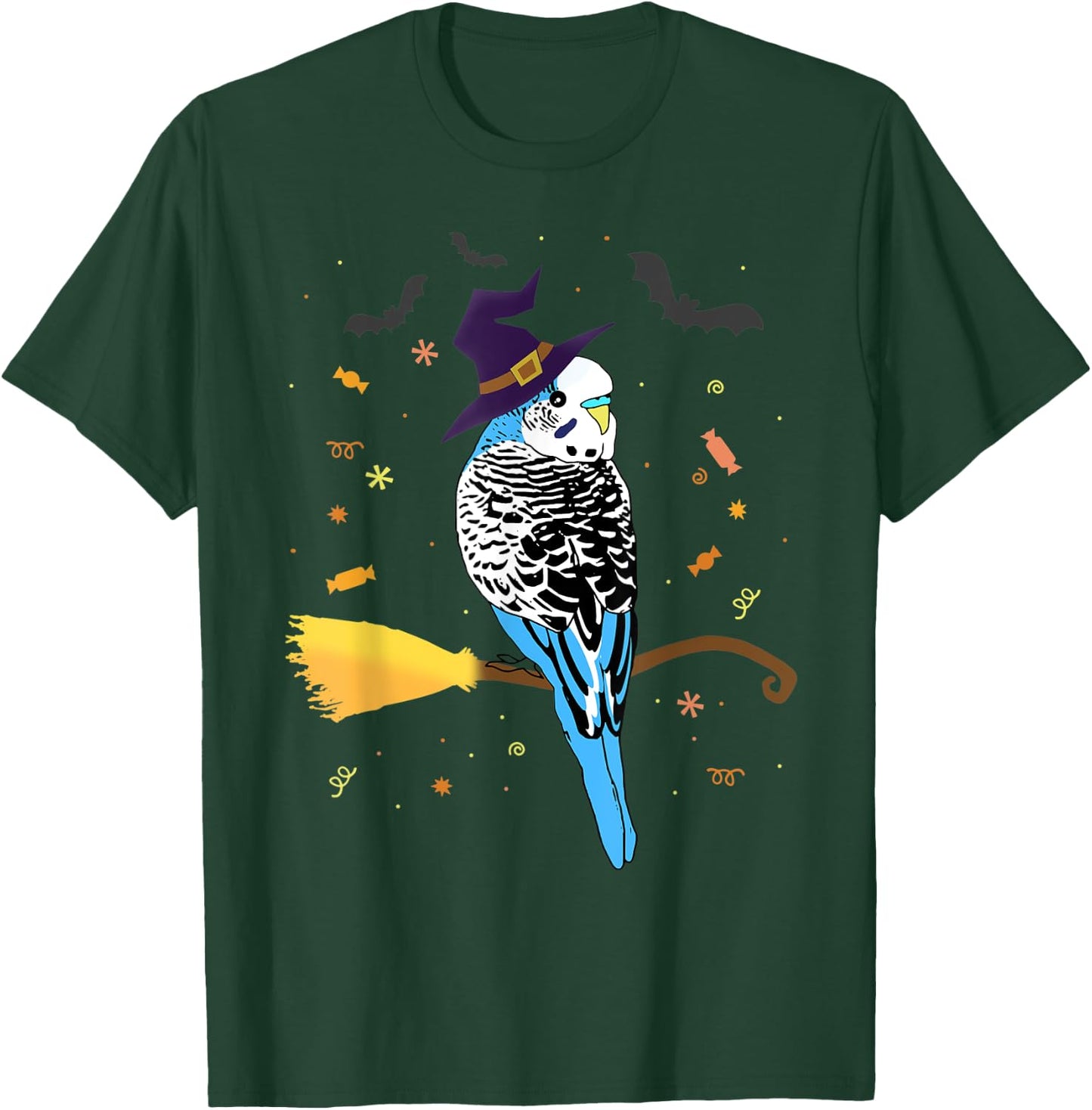 Funny Parrot Witch Birb memes Blu Parakeet Halloween Budgie T-Shirt - T-Shirt | Forest