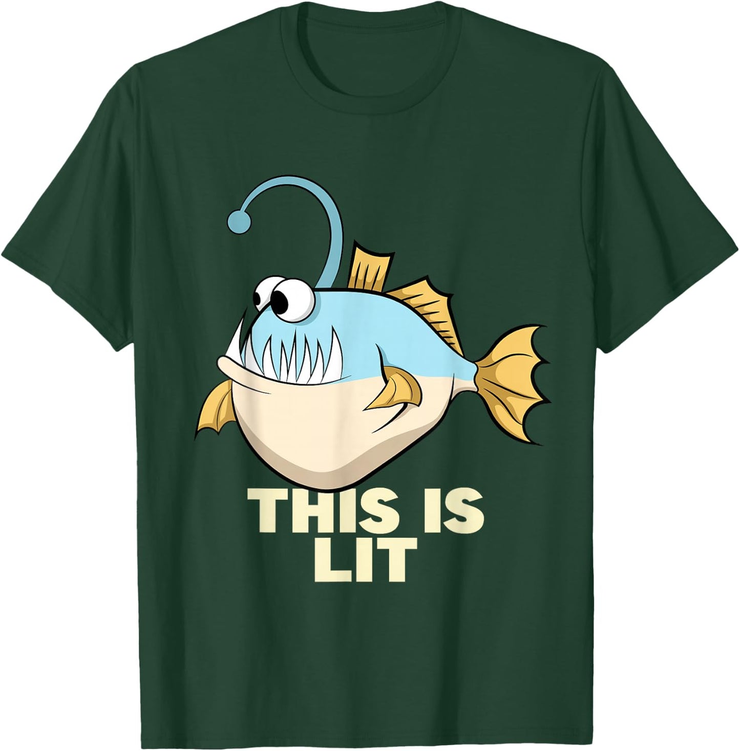 This Is Lit Angler Fish Monster Fishing Fisherman Anglerfish T-Shirt - T-Shirt | Forest