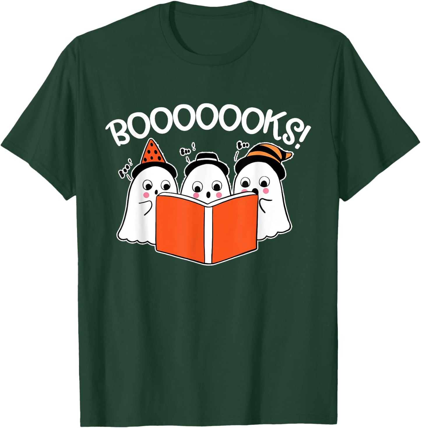 Boooks Lazy DIY Halloween Teacher Funny Ghost Reading Women Kids T-Shirt - T-Shirt | Forest