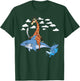 Giraffe Pirate Riding Shark Sword Cute Animal Halloween Gift T-Shirt - T-Shirt | Forest