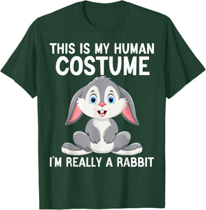 This Is My Human Costume I'm Really A Rabbit Halloween Funny T-Shirt - T-Shirt | Forest