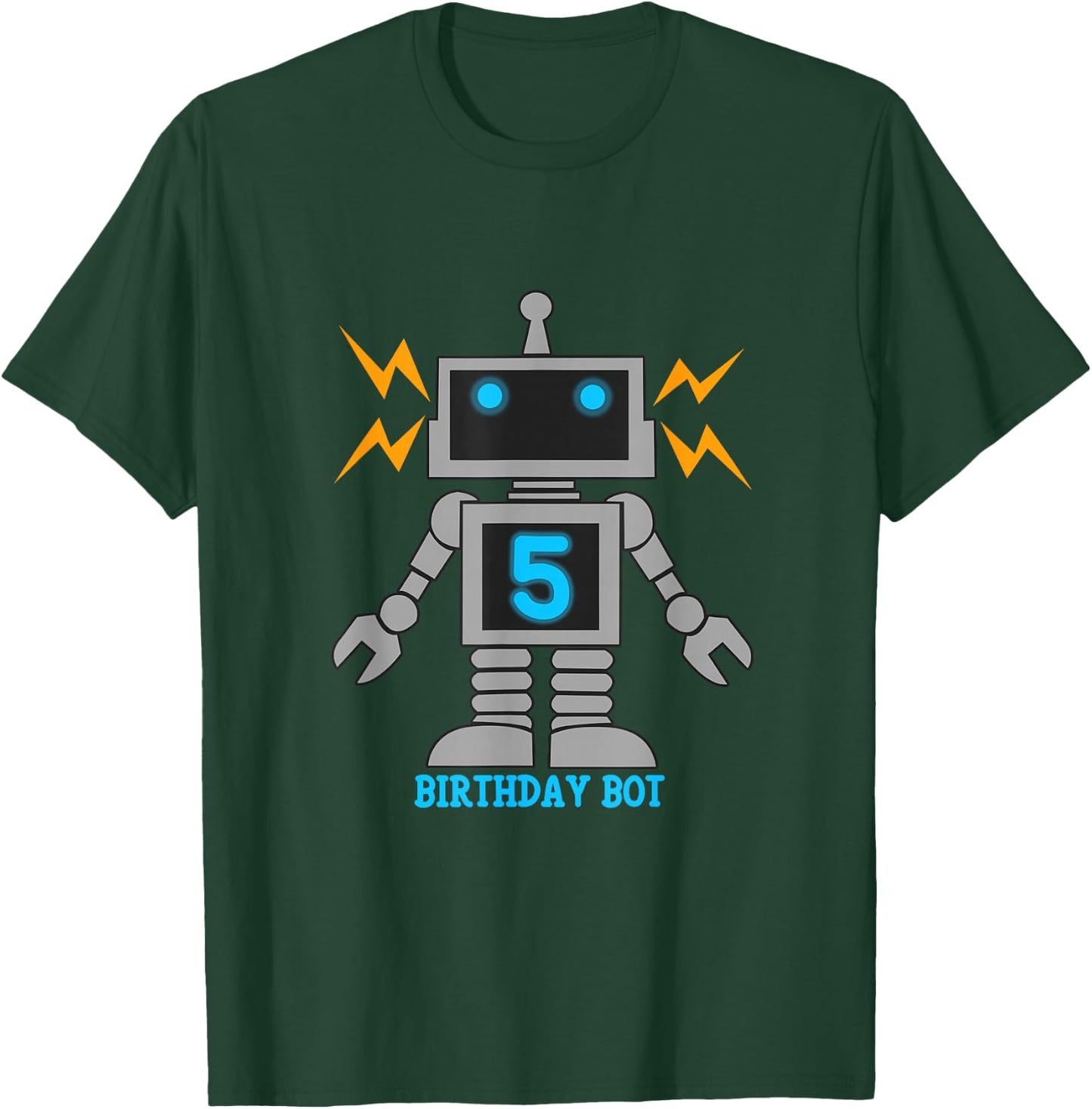 Kids 5th Birthday Bot Toy Geek Cyborg Robot Design T-Shirt - T-Shirt | Forest