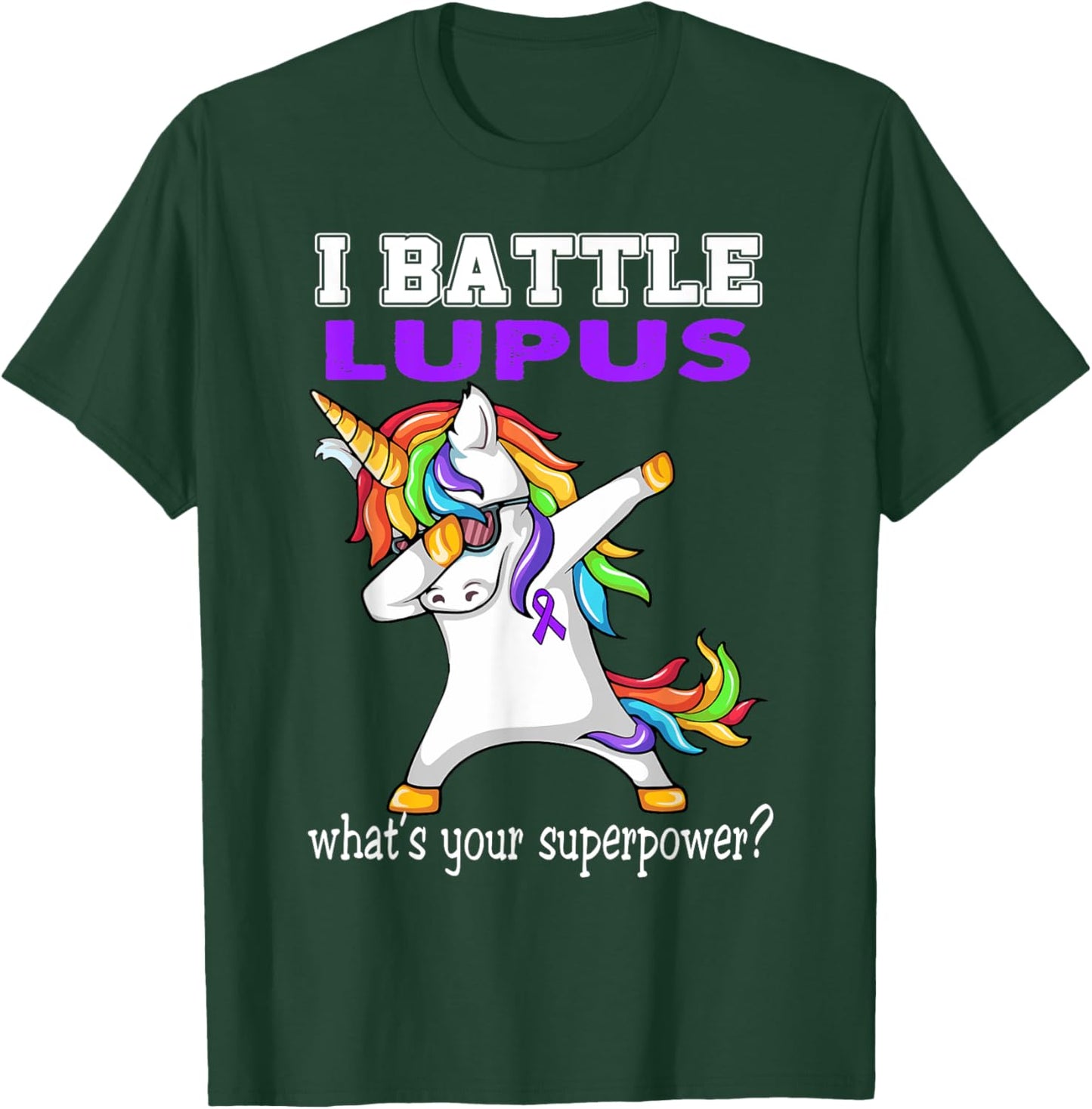 Unicorn I Battle Lupus Awareness T-Shirt - T-Shirt | Forest