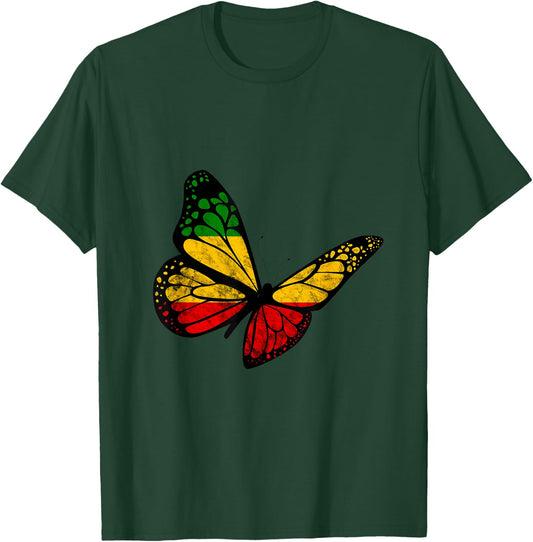 Reggae Butterfly Reggaeton Rastafari Roots Rastafarian T-Shirt - T-Shirt | Forest