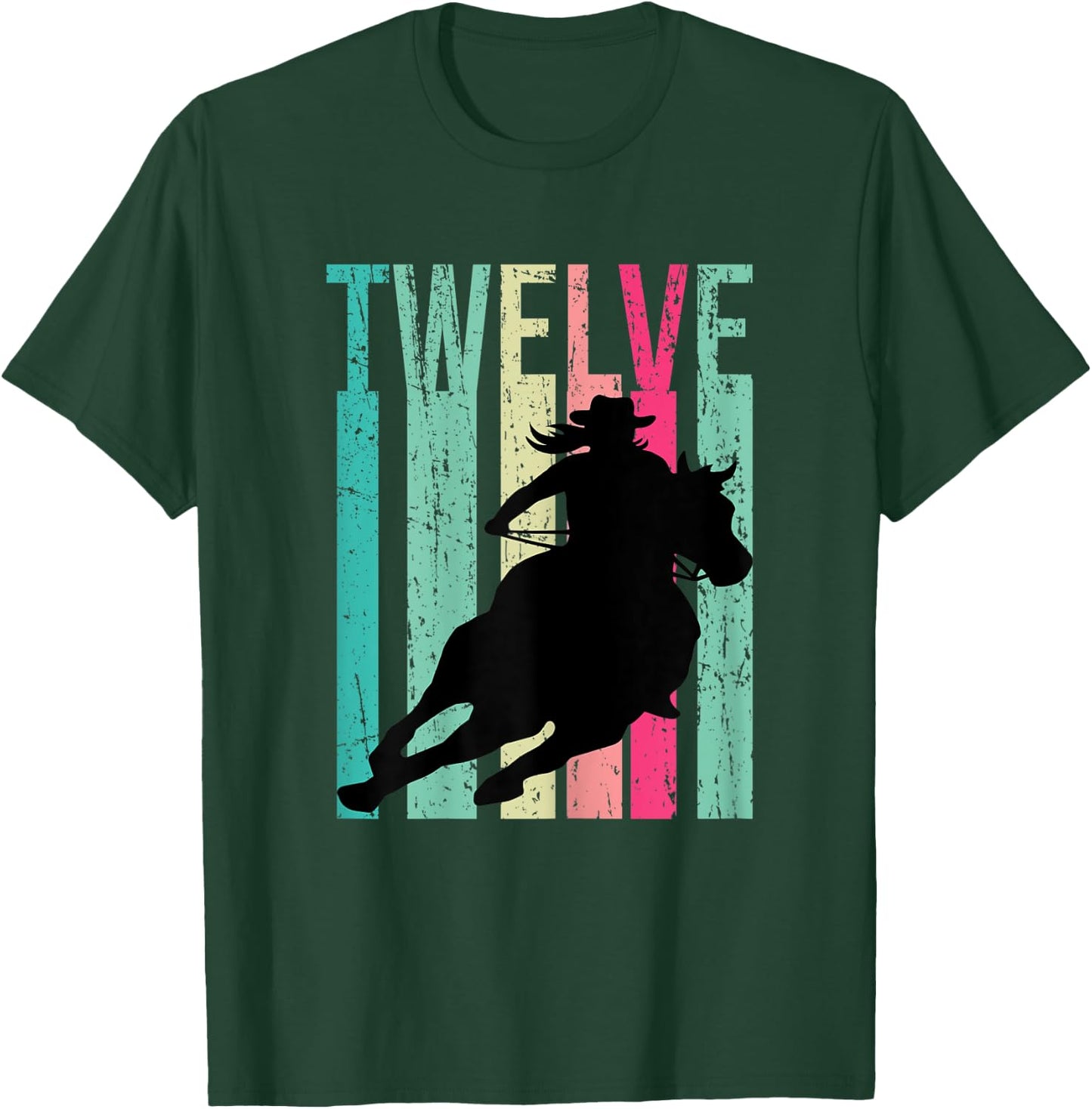 Retro Rodeo 12th Birthday Horse Lover Cowgirl Country 12 T-Shirt - T-Shirt | Forest