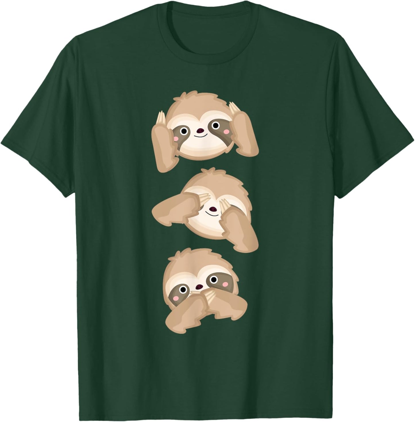 Speak no Evil Hear no Evil See no Evil Sloth Funny & Cute T-Shirt - T-Shirt | Forest