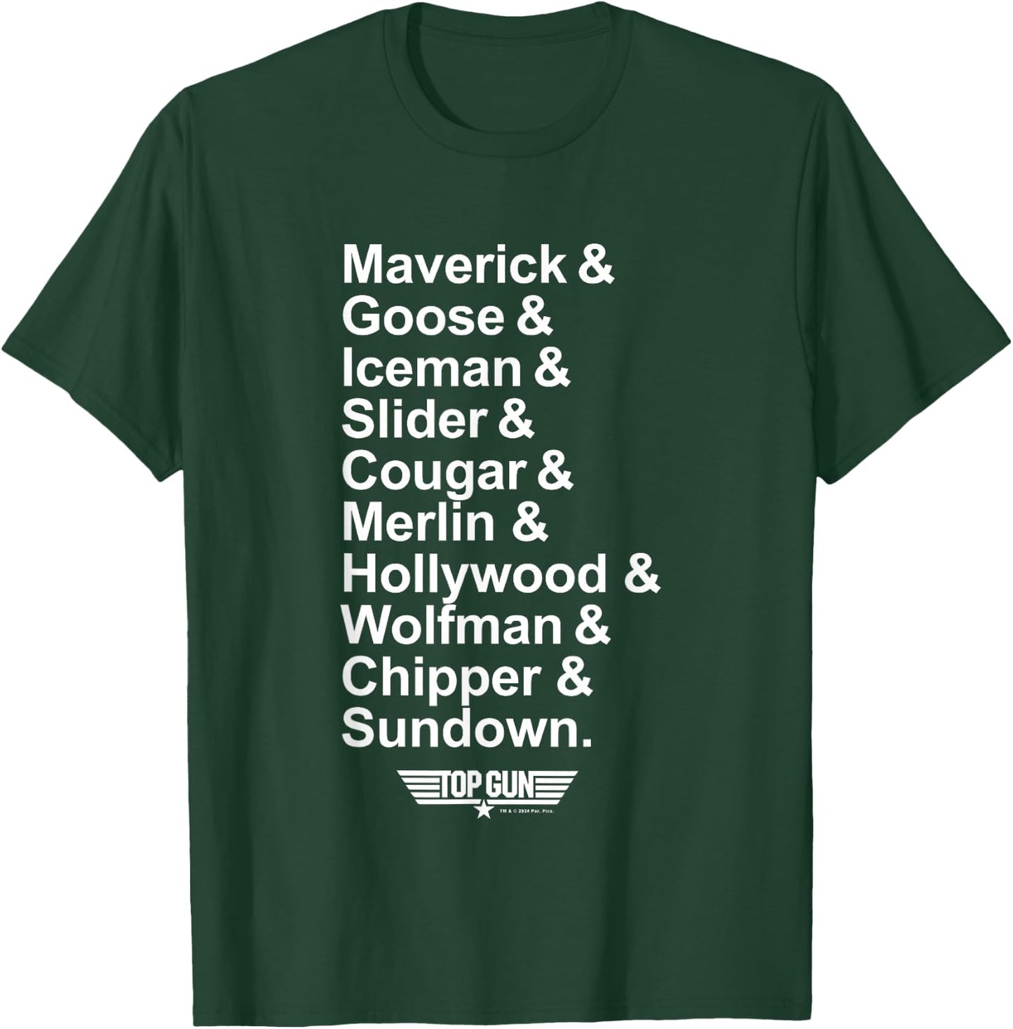 Top Gun Maverick & Goose & Iceman & Slider All Names Logo T-Shirt - T-Shirt | Forest