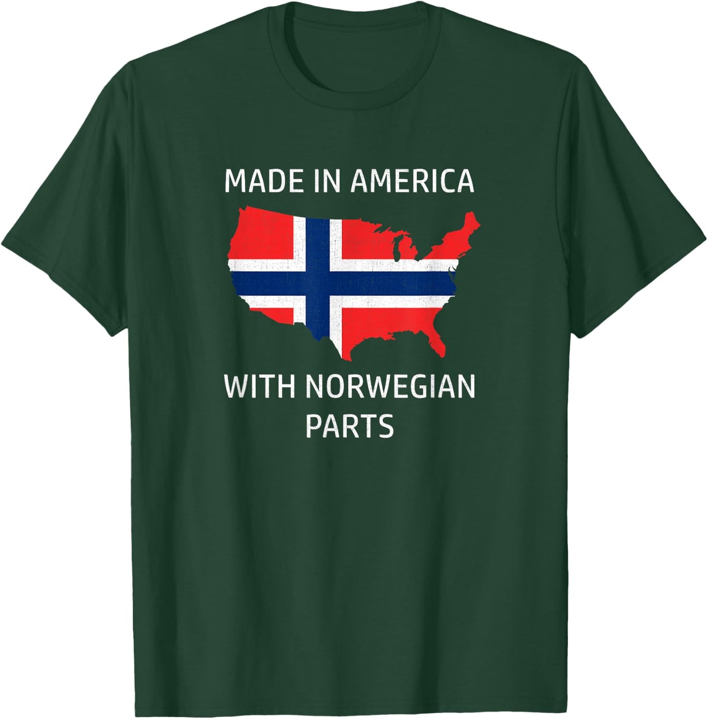 Made in America with Norwegian Parts - Norway and USA Pride T-Shirt - T-Shirt | Forest