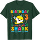 Birthday Shark 3 Year Old Boy or Girl 3rd Bday Kawaii T-Shirt - T-Shirt | Forest