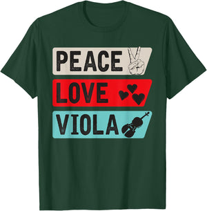 Peace Love Viola Guitar Viola Players Viola Music Instrument T-Shirt - T-Shirt | Forest
