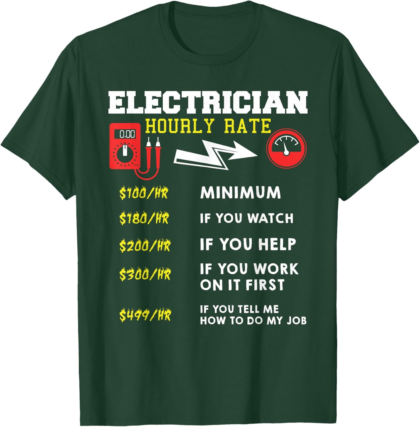 Hourly Rate Gift Electrician | Funny Electrician T-Shirt - T-Shirt | Forest