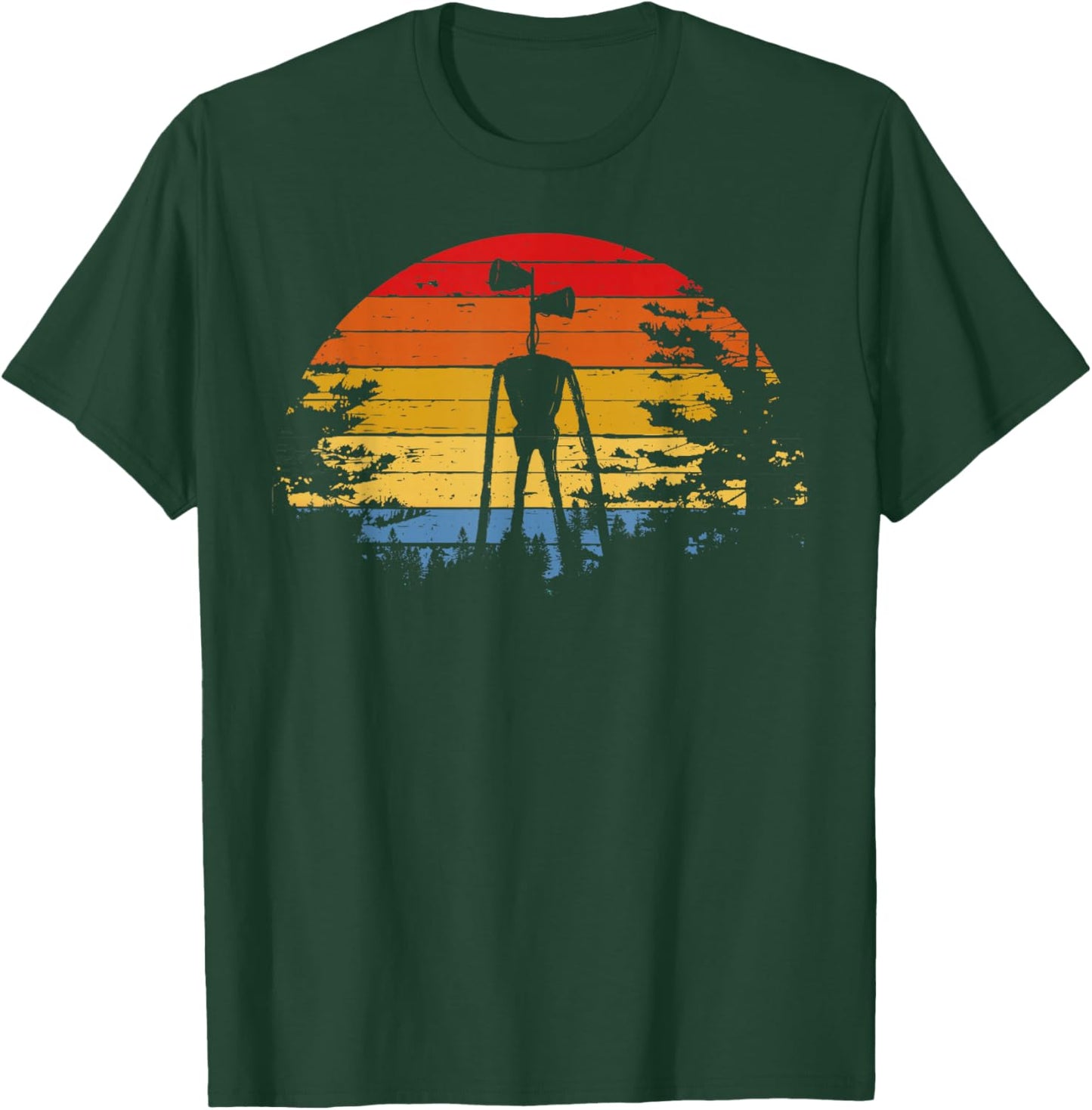 Vintage Retro Scary Siren Head Creepypasta Horror T-Shirt - T-Shirt | Forest