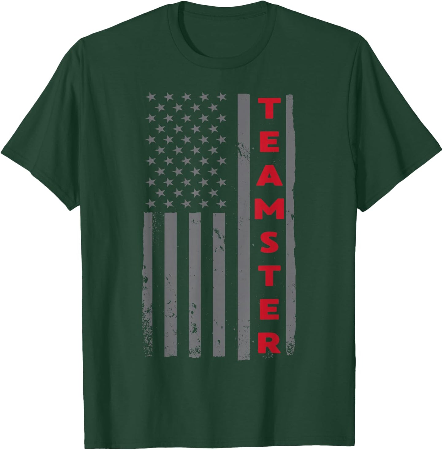 Teamster American Flag Patriotic Truck Driver US Trucking T-Shirt - T-Shirt | Forest
