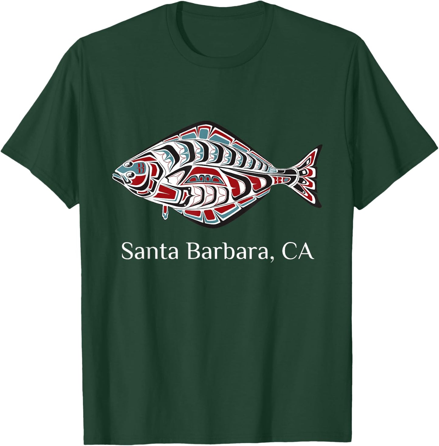 Santa Barbara California Halibut PNW Native American Indian T-Shirt - T-Shirt | Forest