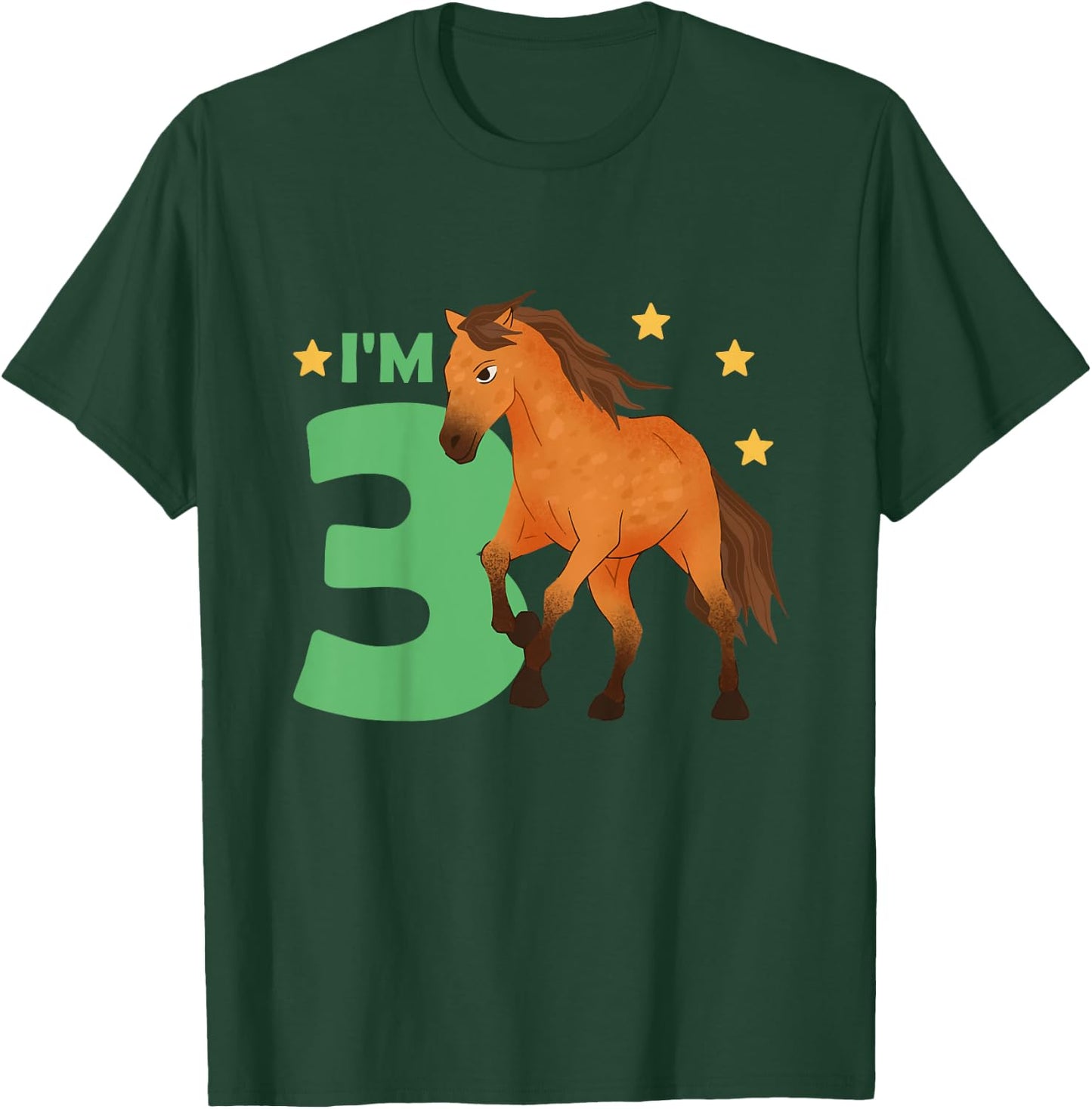 Children 3rd Birthday Horse Three Years Old Rider T-Shirt - T-Shirt | Forest