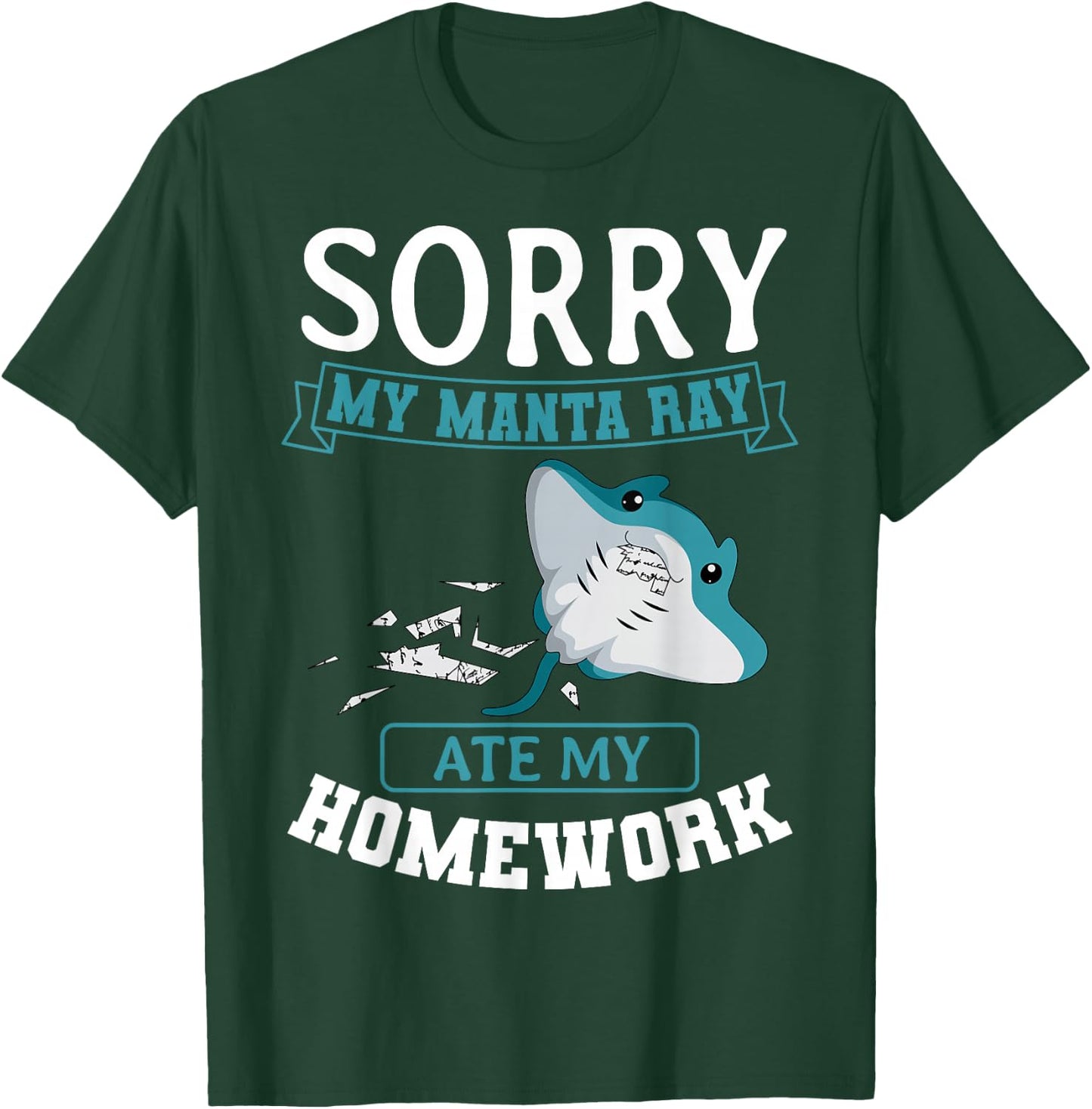 Manta Ray Stingray Fish Mantas Ocean Biologist Student T-Shirt - T-Shirt | Forest
