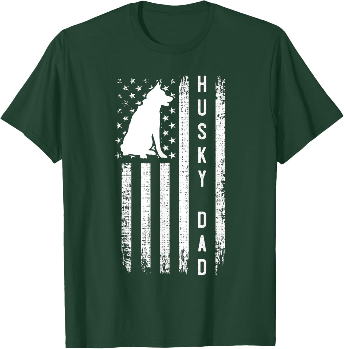 Siberian Husky Dog Breed American Flag Husky Lover Dog Dad T-Shirt - T-Shirt | Forest