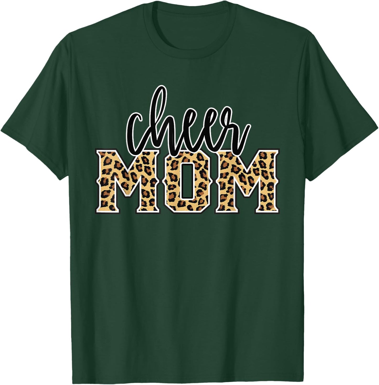 Cheer Mom Leopard Print Proud Cheerleader Mother T-Shirt - T-Shirt | Forest