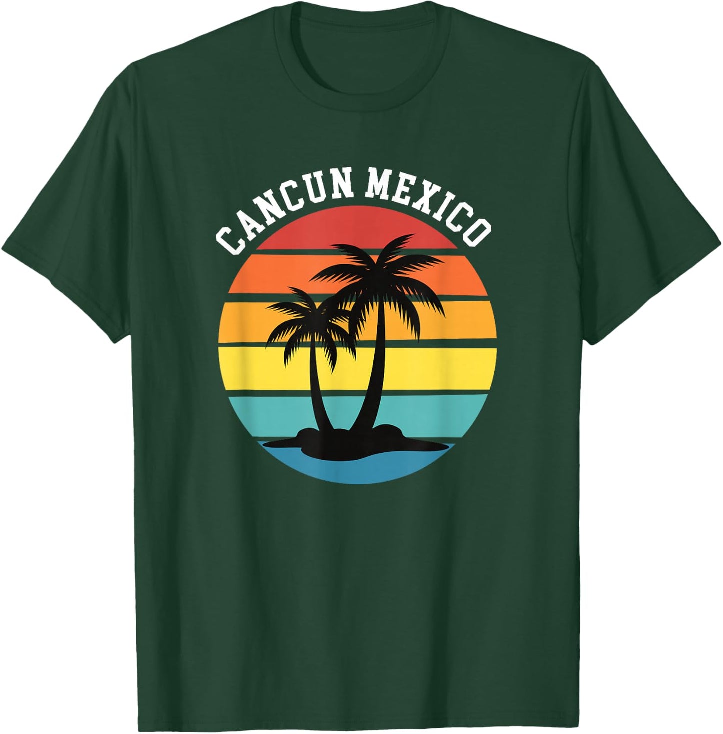 Can Cun Mexico Sunset Palm Trees Vacation T-Shirt - T-Shirt | Forest