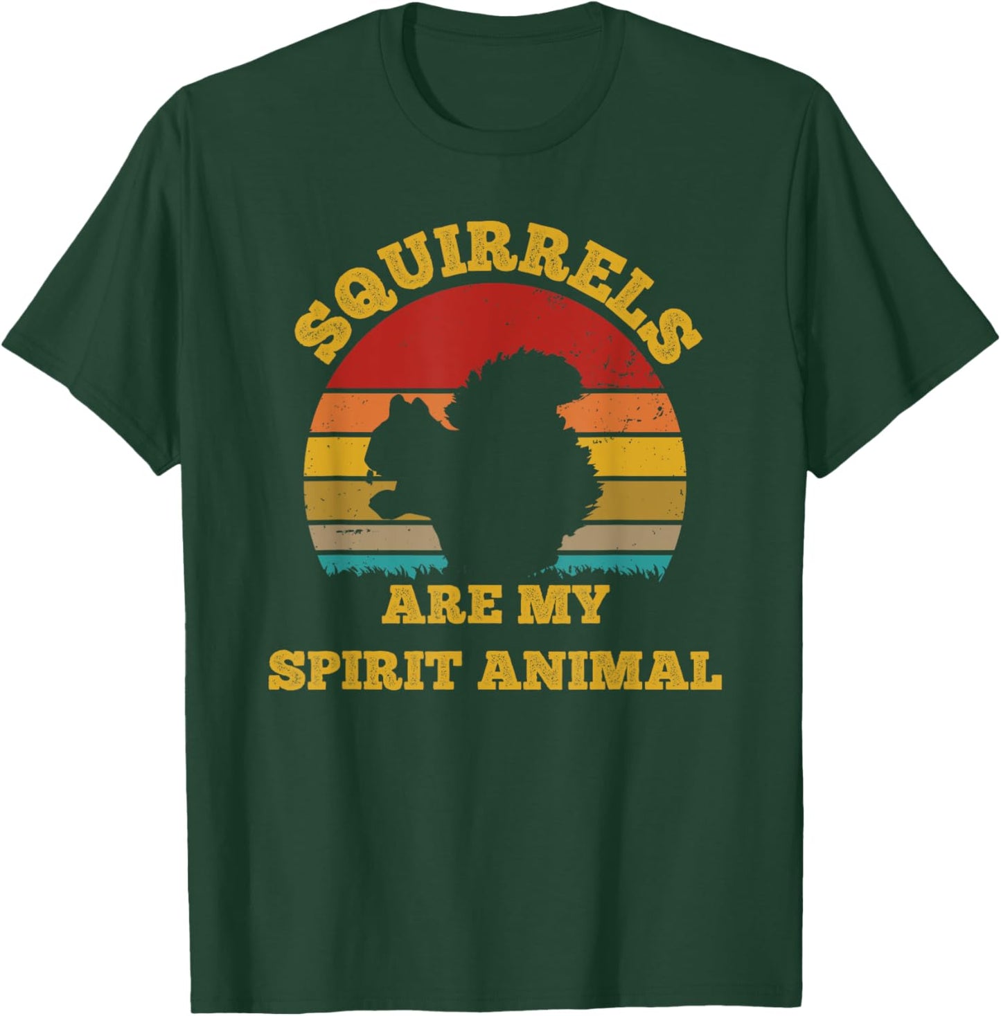 Squirrels Are My Spirit Animal Retro Sunset Vintage T-Shirt - T-Shirt | Forest