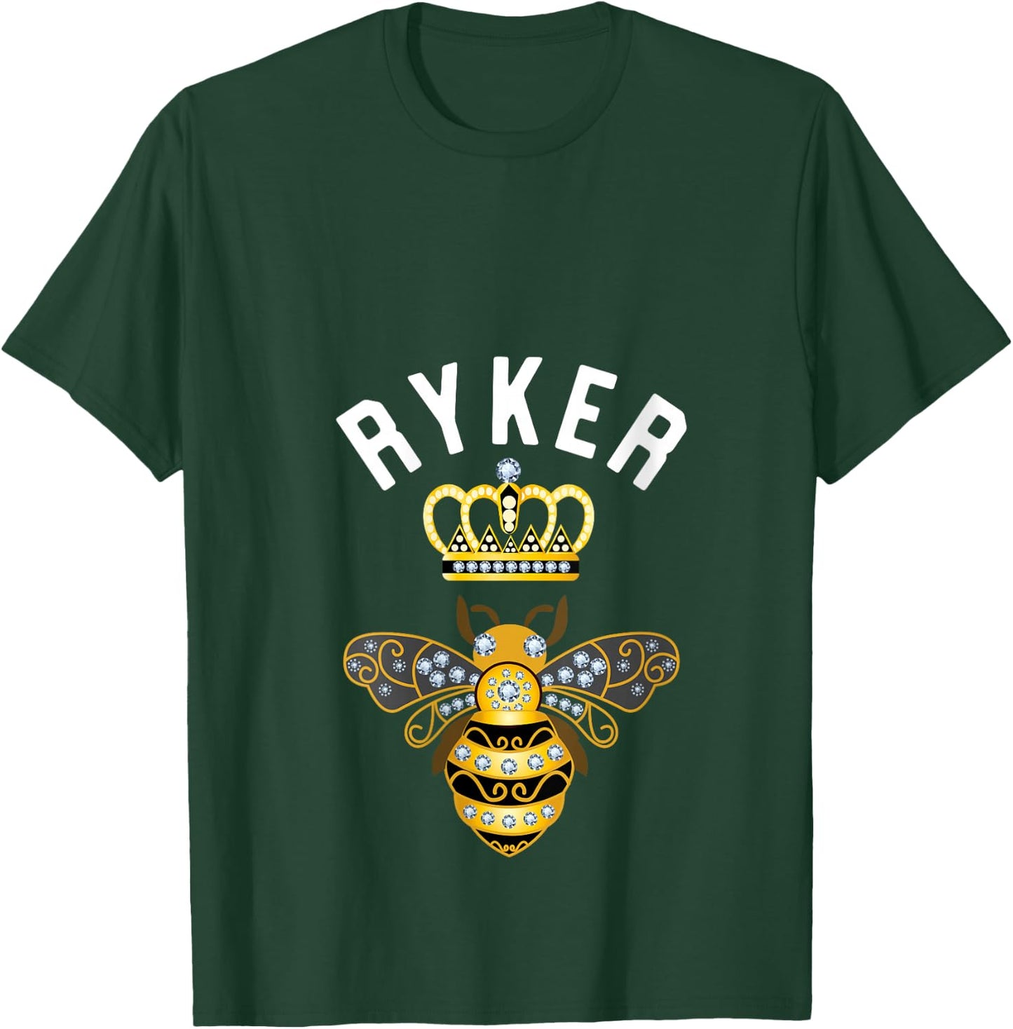 Ryker Name Ryker Birthday Gifts Queen Crown Bee Ryker V-Neck T-Shirt - T-Shirt | Forest